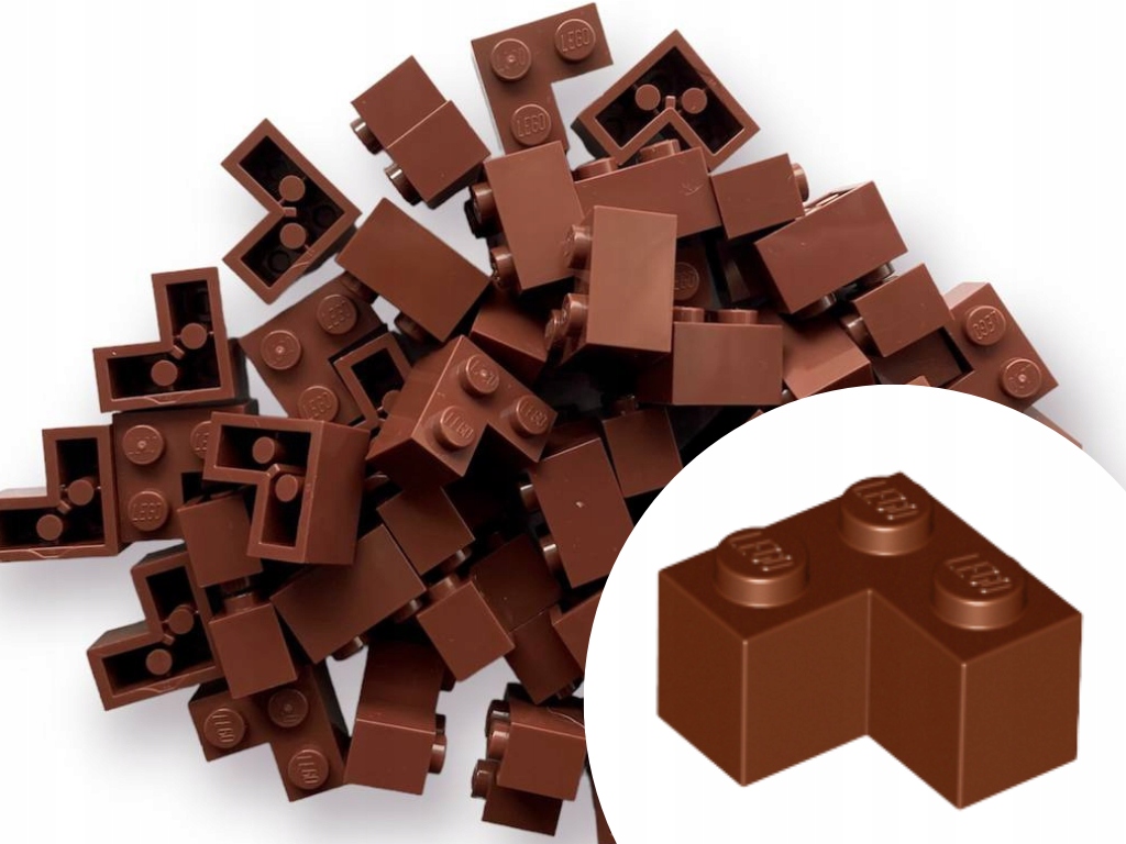 

Lego 2357 Brick 1x2 Róg Corner Reddish Brown 15szt