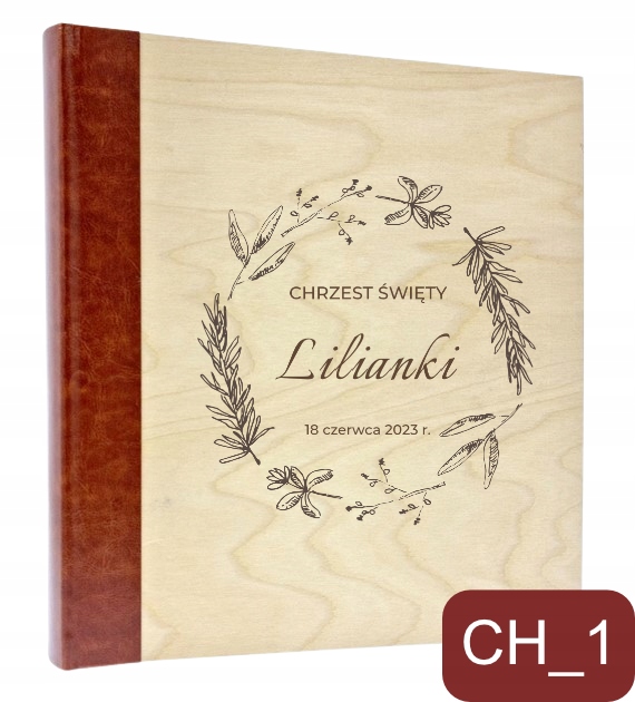 Velký album na 500 fotografií s dřevěnou personalizovanou obálkou Svatý křest