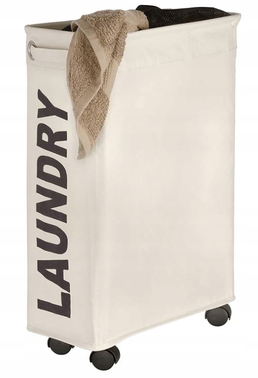 

Kosz na Pranie Bieliznę Pojemnik Wąski Beżowy 43L