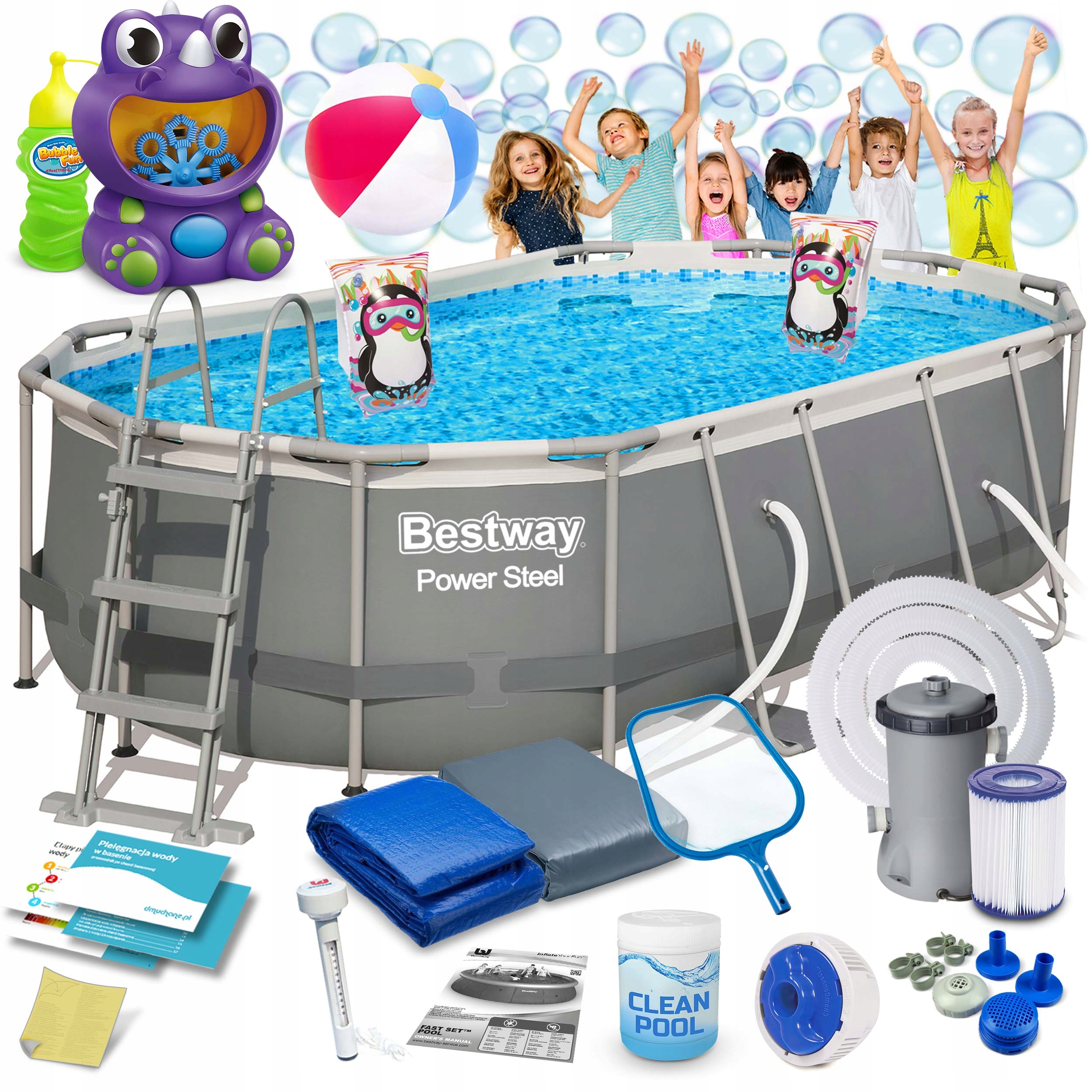 

Basen ogrodowy Stelażowy 427x250x100 Bestway 18w1