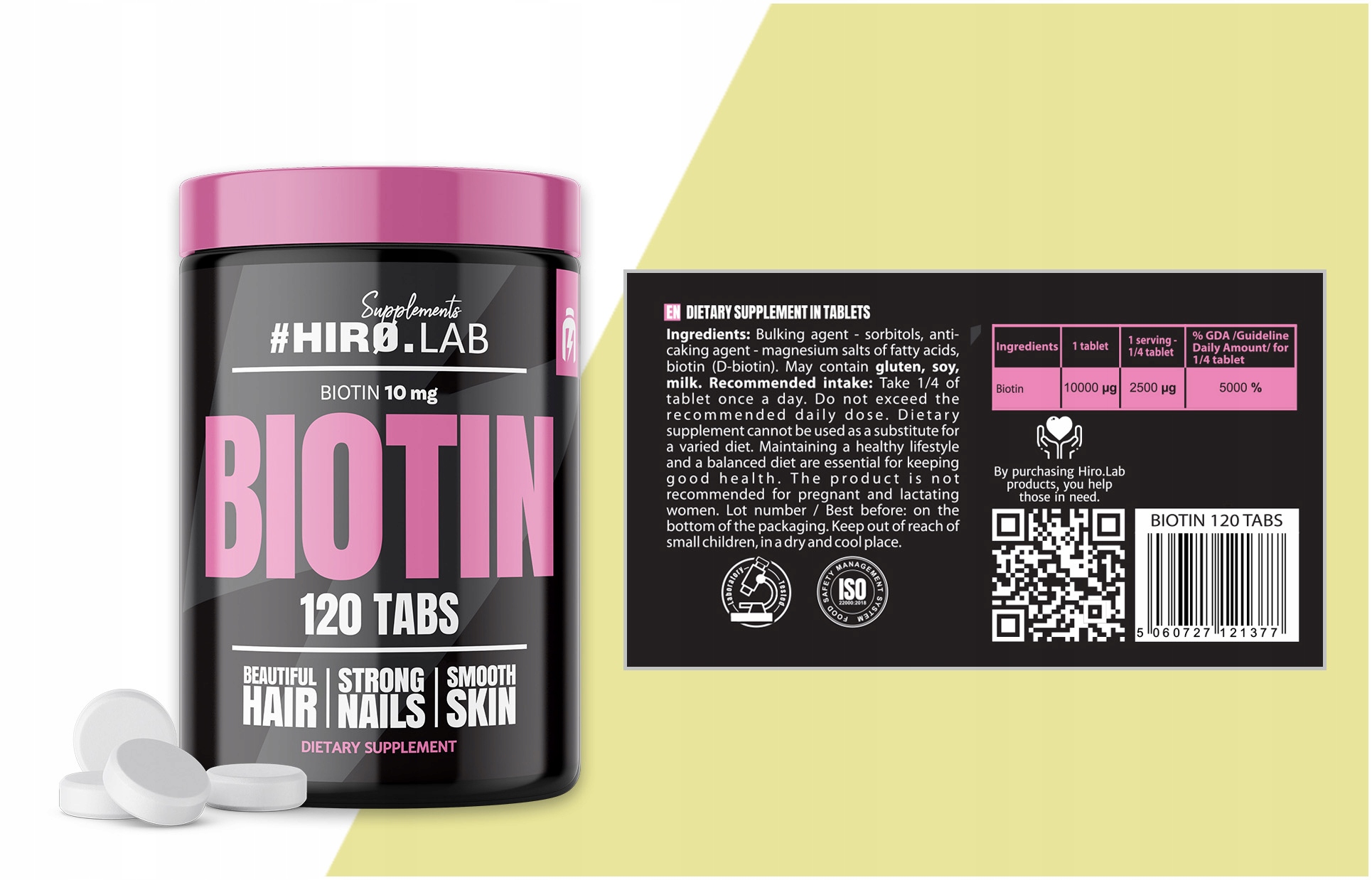 Hiro.Lab Biotin 120t BIOTYNA WŁOSY SKÓRA PAZNOKCIE Nazwa Biotin