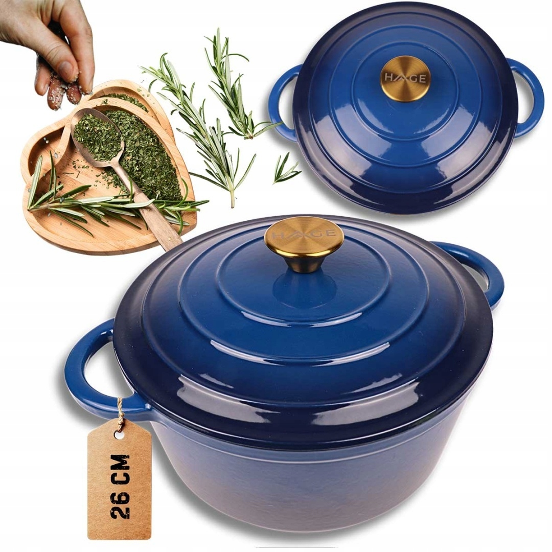 Smaltovaný Hrniec Liatinový 24 cm 4 L Hage Modrý