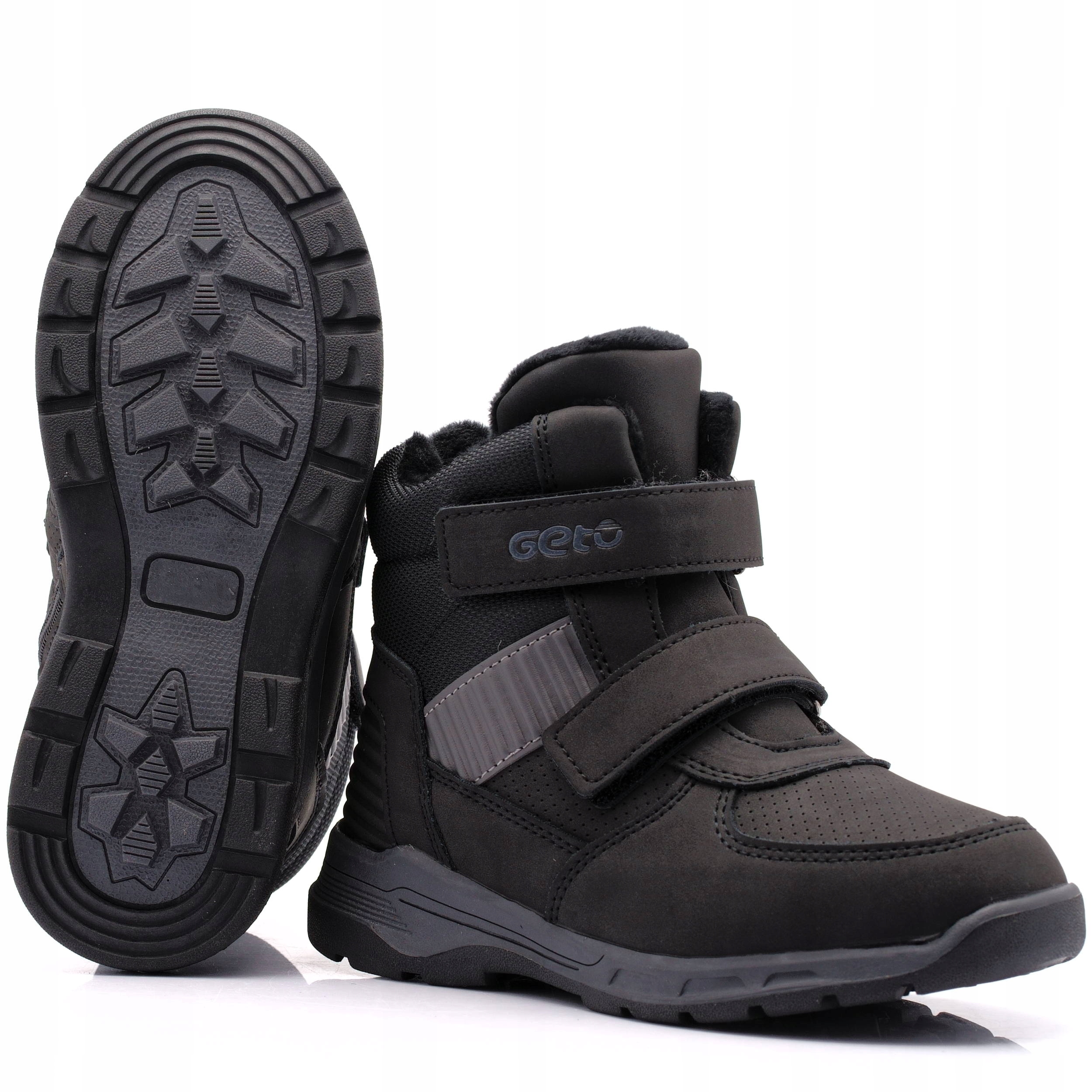 BUTY ZIMOWE CHŁOPIĘCE ŚNIEGOWCE KOZAKI GETO 198 33 Kolor czarny