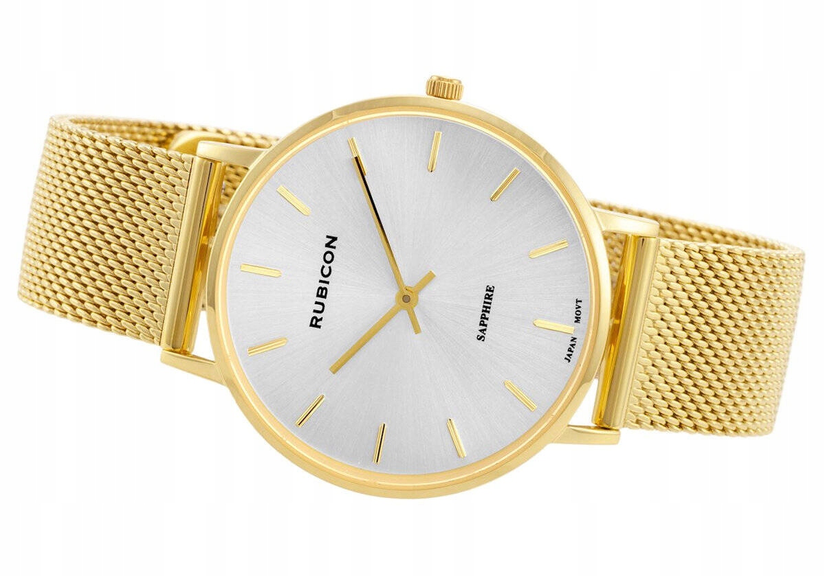 Elegantní Dámské Bižuterní Hodinky Rubicon RNBD76, Zlatý Mesh Saphire