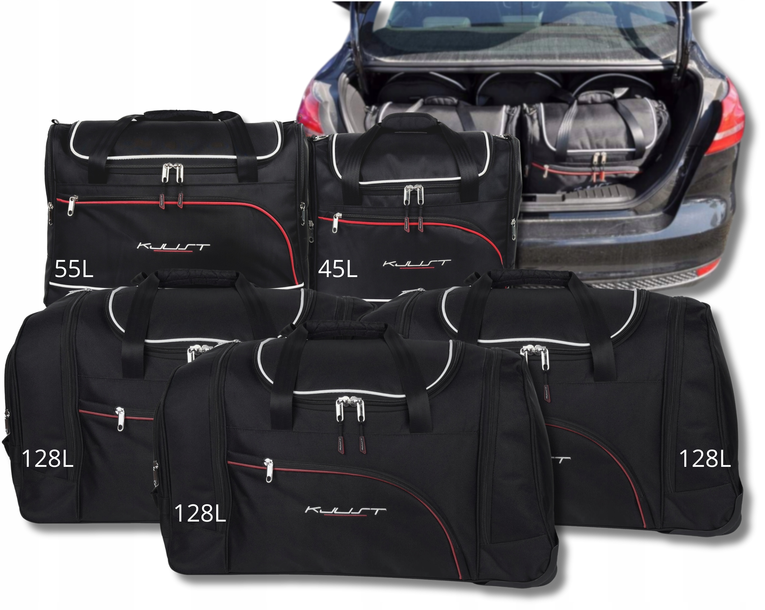 Sada tašiek Kjust do batožinového priestoru Ford Focus Limousine 2011-2018 5 ks