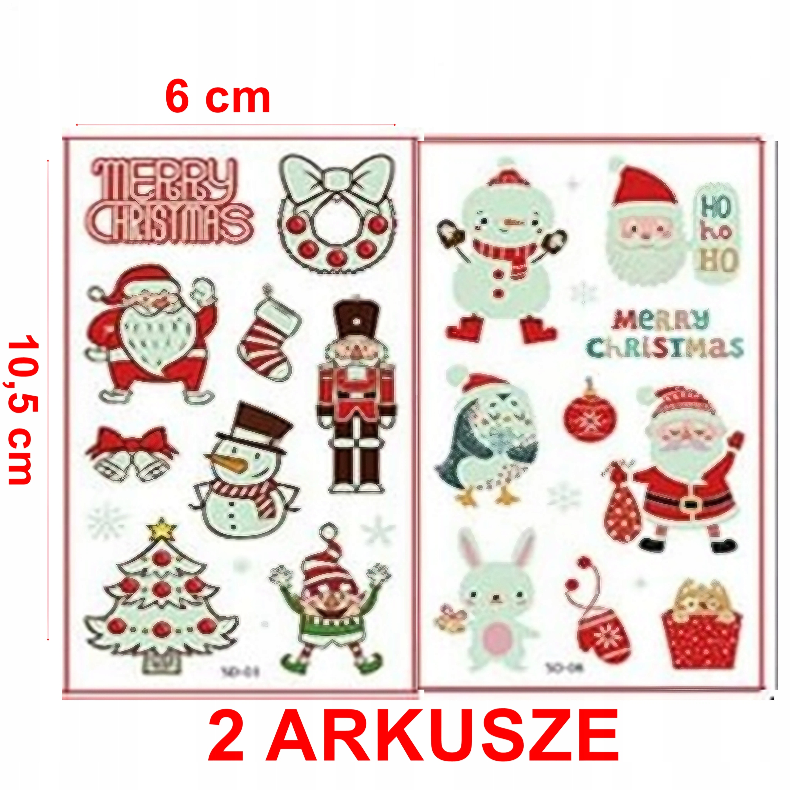 TATUAŻE DLA DZIECI ZMYWALNE ŚWIĄTECZENE ŚWIECĄCE BOŻE NARODZENIE MIKOŁAJKI Rodzaj tatuaże