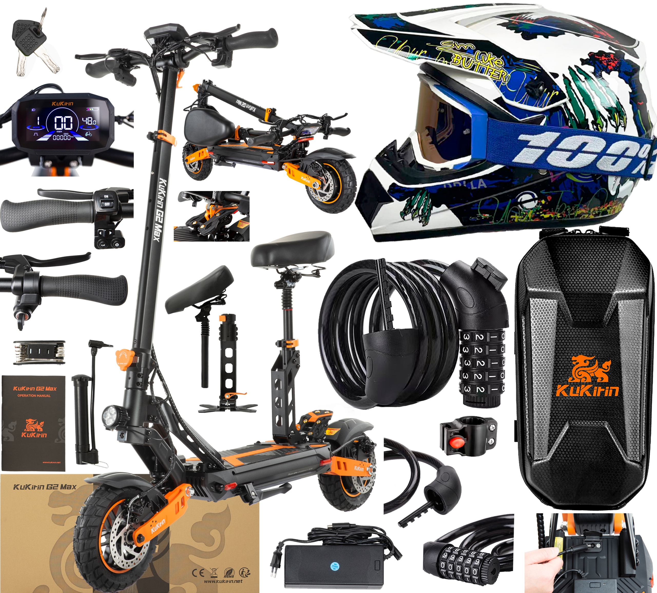KuKirin G2 Max Elektrické vozidlo 1000W 48V 20.8AH 55KM/H 70KM 3 dárky