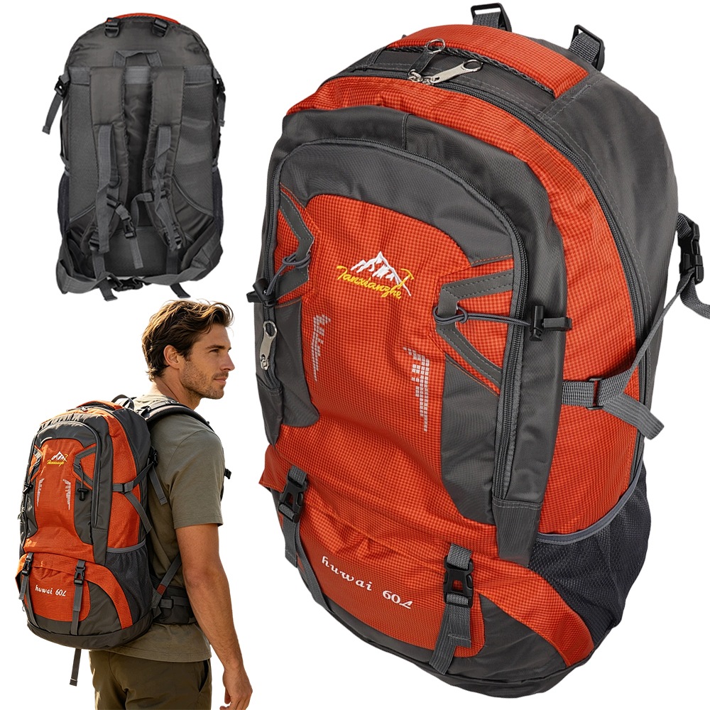 Plecak Górski Trekkingowy 60L Regulowane Szelki System Nośny Duży Pojemny