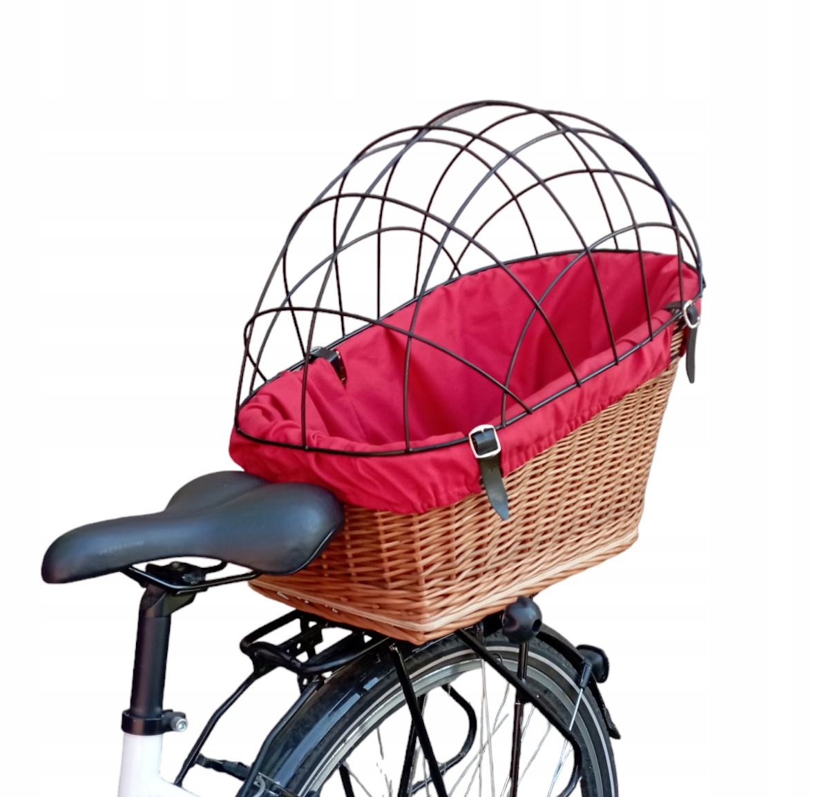 Kosz wiklinowy na rower z wkładem i poduszką Koszyk na Bagażnik dla Psa