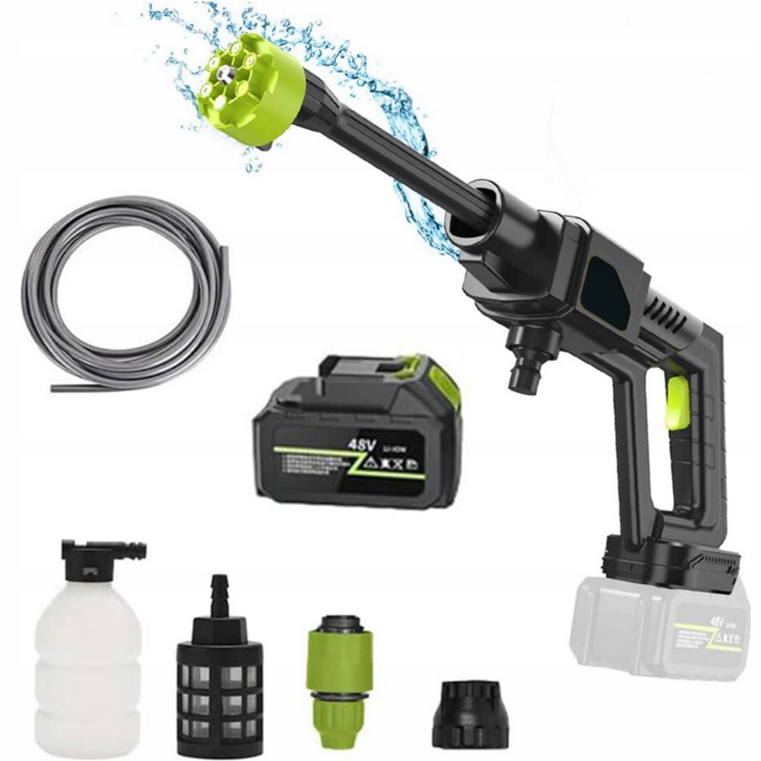 MYJKA CIŚNIENIOWA AKUMULATOROWA BEZPRZEWODOWA 48V 30 BAR 200W ZESTAW Stan opakowania oryginalne