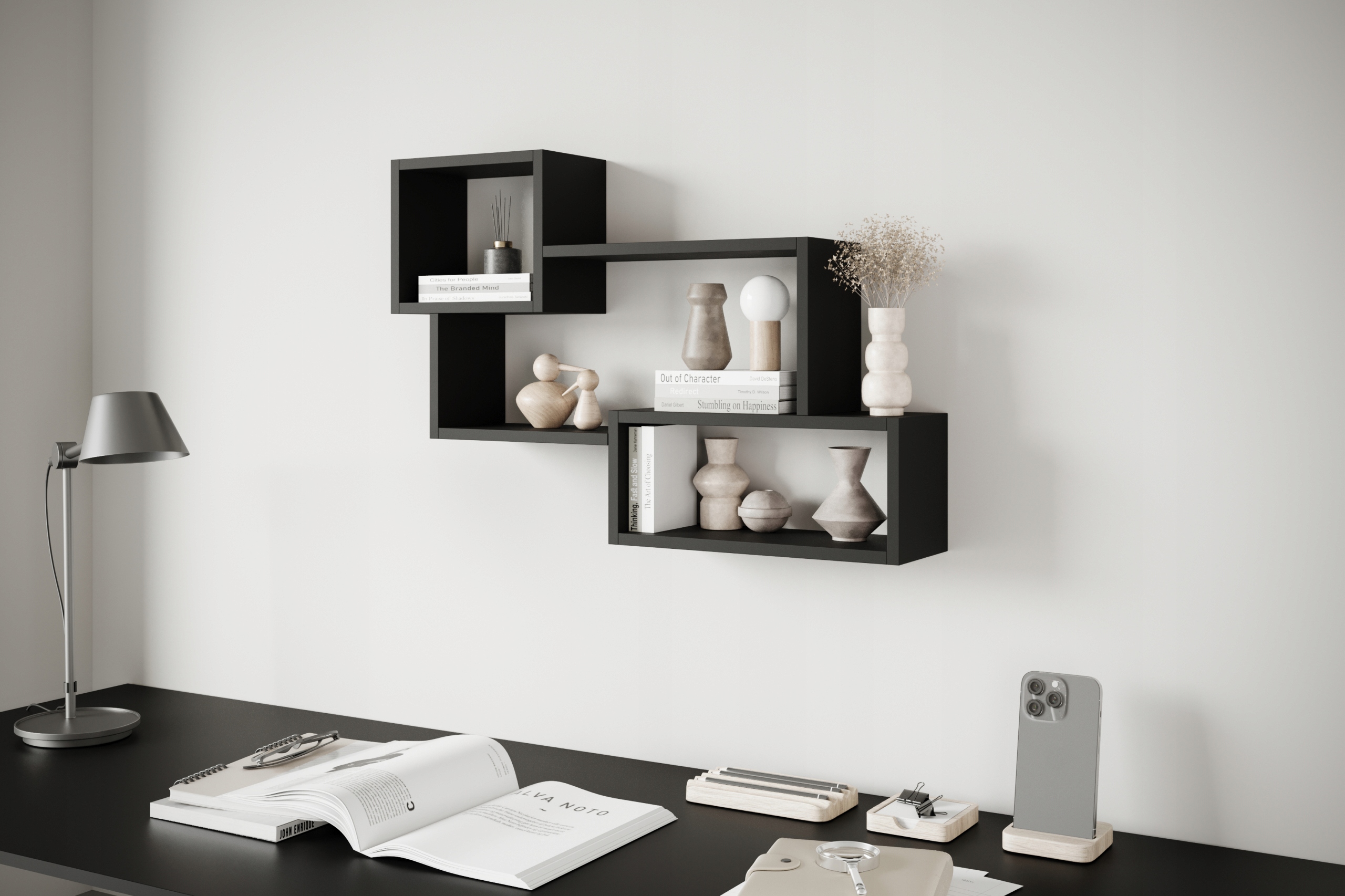 Półka wisząca TRIO 005 Czarny Grafit Głębokość mebla 18 cm