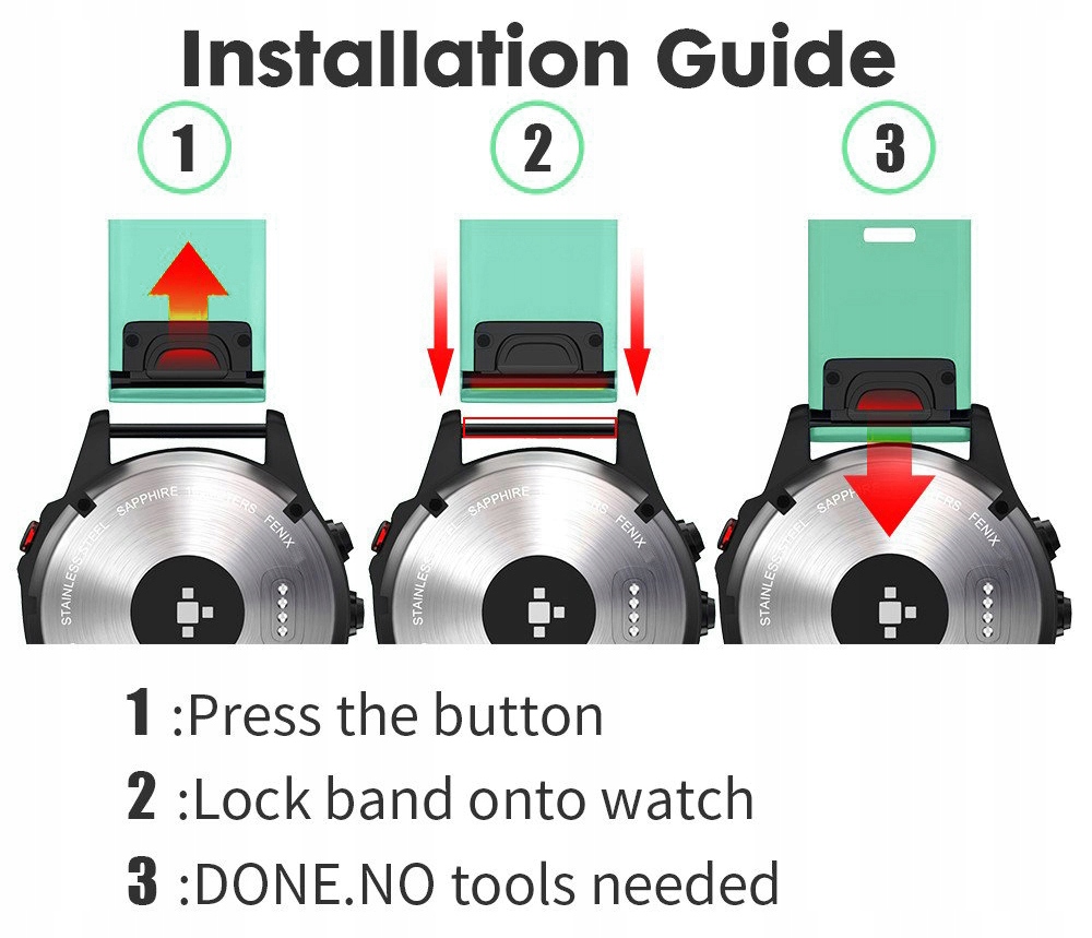 MIĘTOWY Pasek Garmin FENIX 6 Sapphire QuickFit Model Fenix 6 Sapphire
