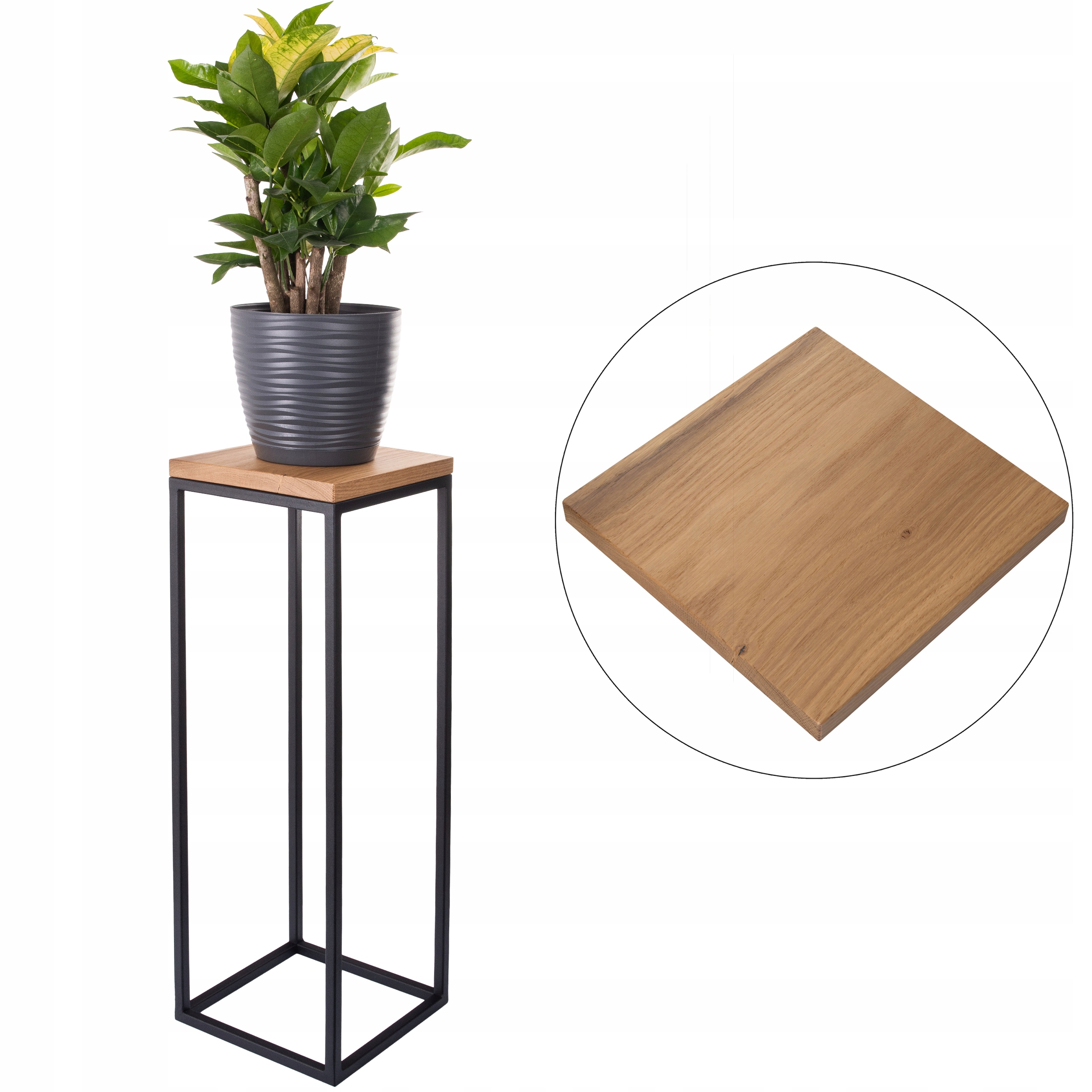 

+Gratis. Kwietnik Loft stojak 60cm metal deska dąb