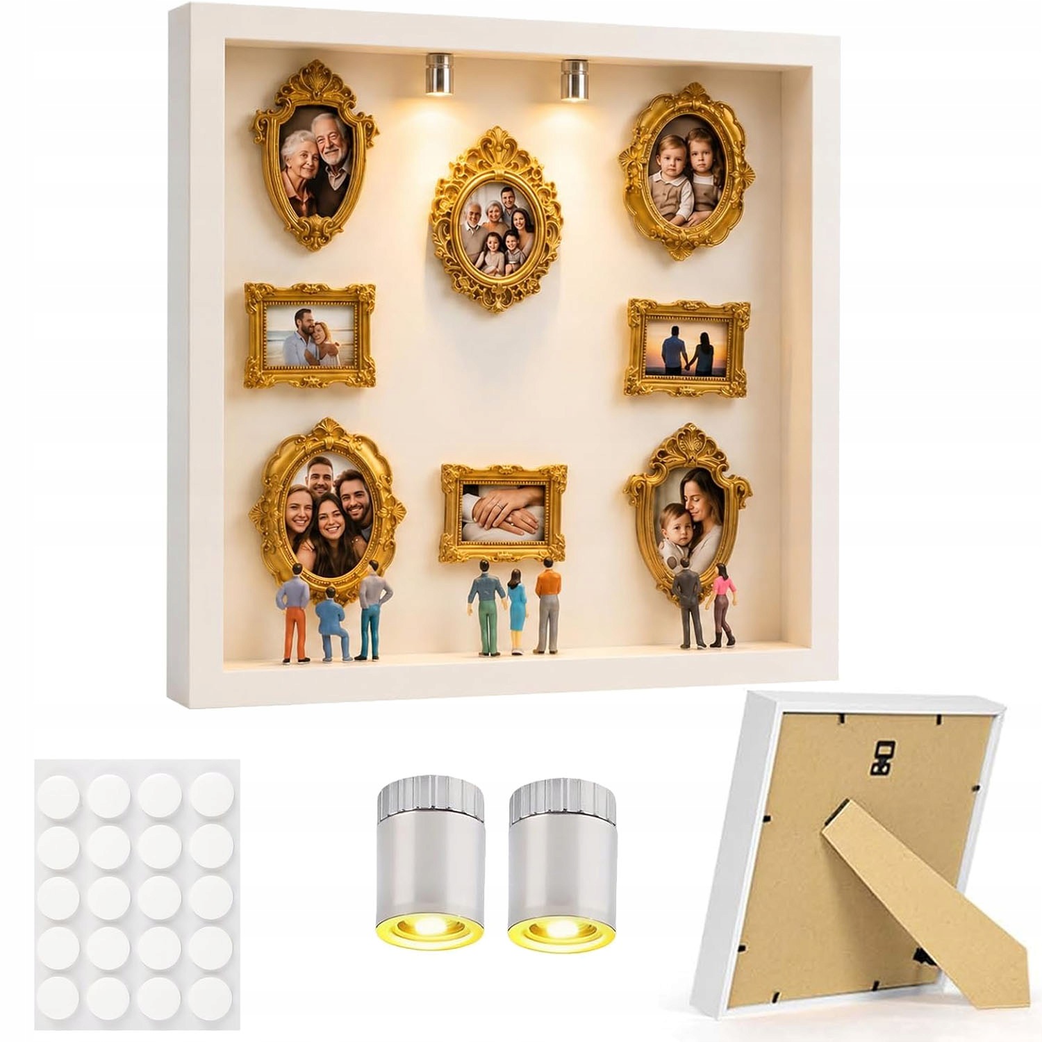 Rámeček na fotografie s Led světly Mini Multi Foto Galerie Koláž Diy Bílá