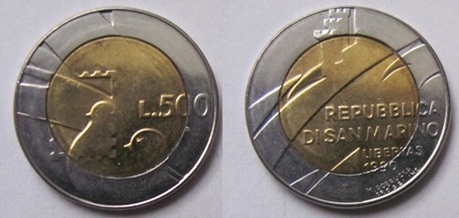 San Marino 500 Lirów 1990