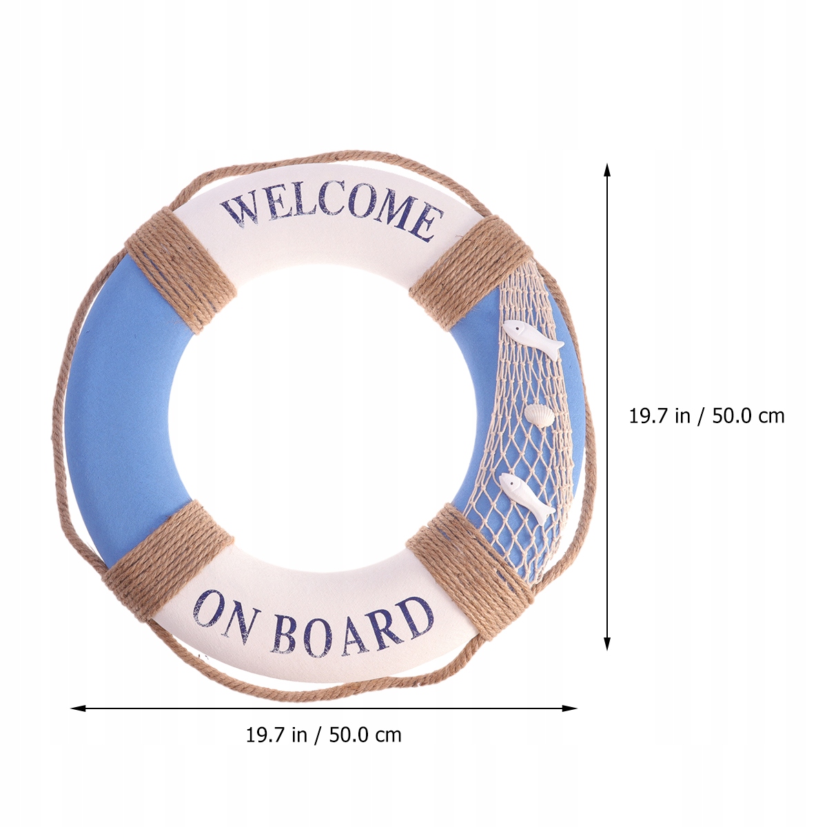 DEKORACJA DRZWIOWA ŚRÓDZIEMNOMORSKA Z NIEBIESKĄ RYBKĄ - 50CM Marka bez marki