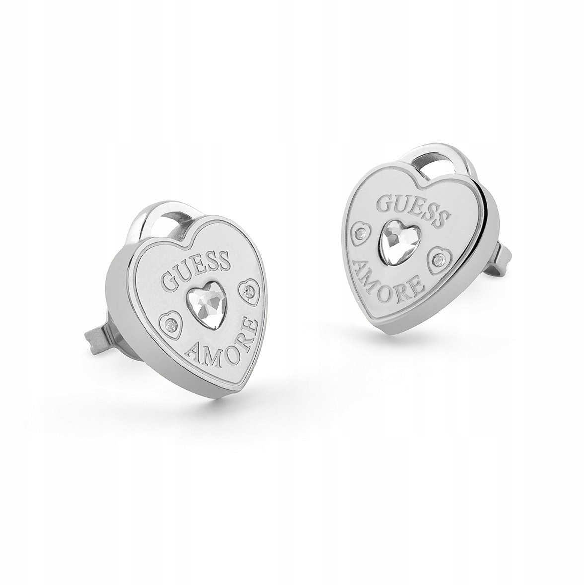 Náušnice dámské stříbrné Guess zirkon srdce
