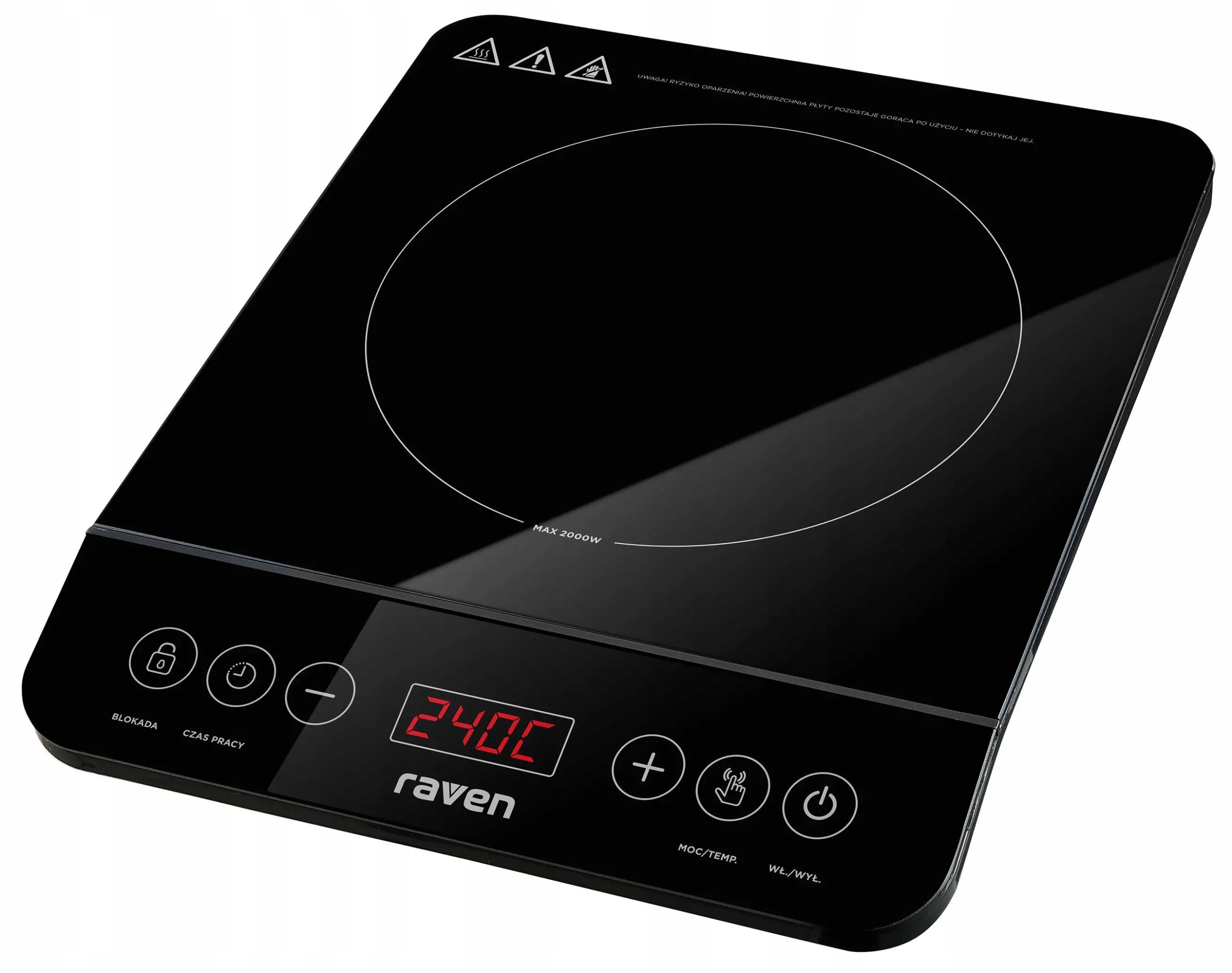 Kuchenka nastawna indukcyjna Raven EKI001 2000W średnica do 26cm Czarny