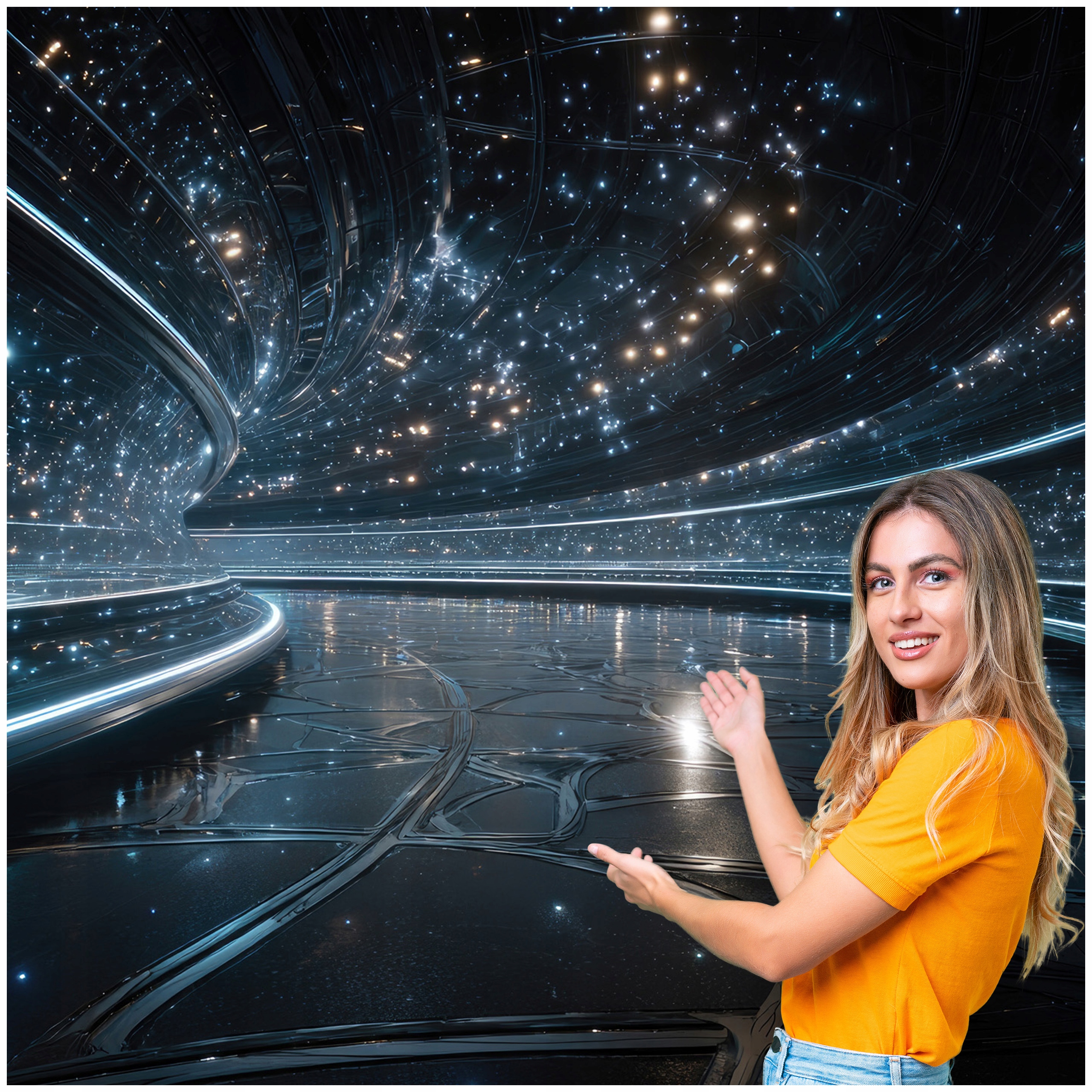 Fototapeta 3D Tunel Chodba Kosmický Futuristický 588x260 TUN25F