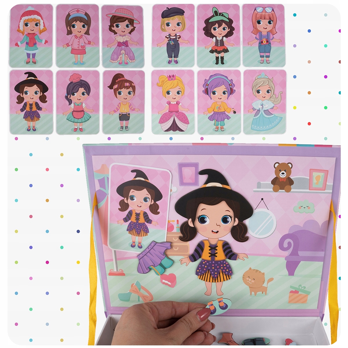 UKŁADANKA MAGNETYCZNA EDUKACYJNA puzzle UBIERANIE LALI DOPASOWYWANIE Płeć chłopcy dziewczynki