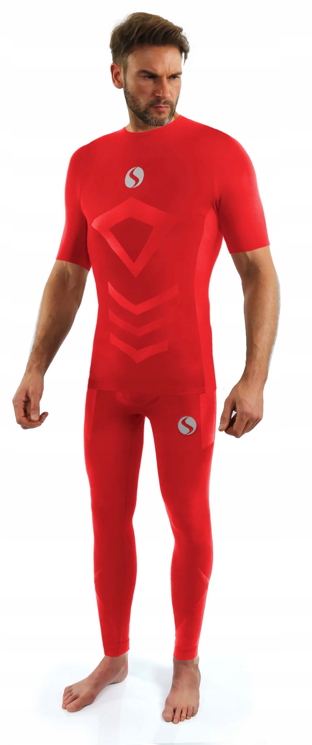 Sesto Senso Pánský krátko-dlouhý komplet Thermo CL39 CL42 Červený L/XL