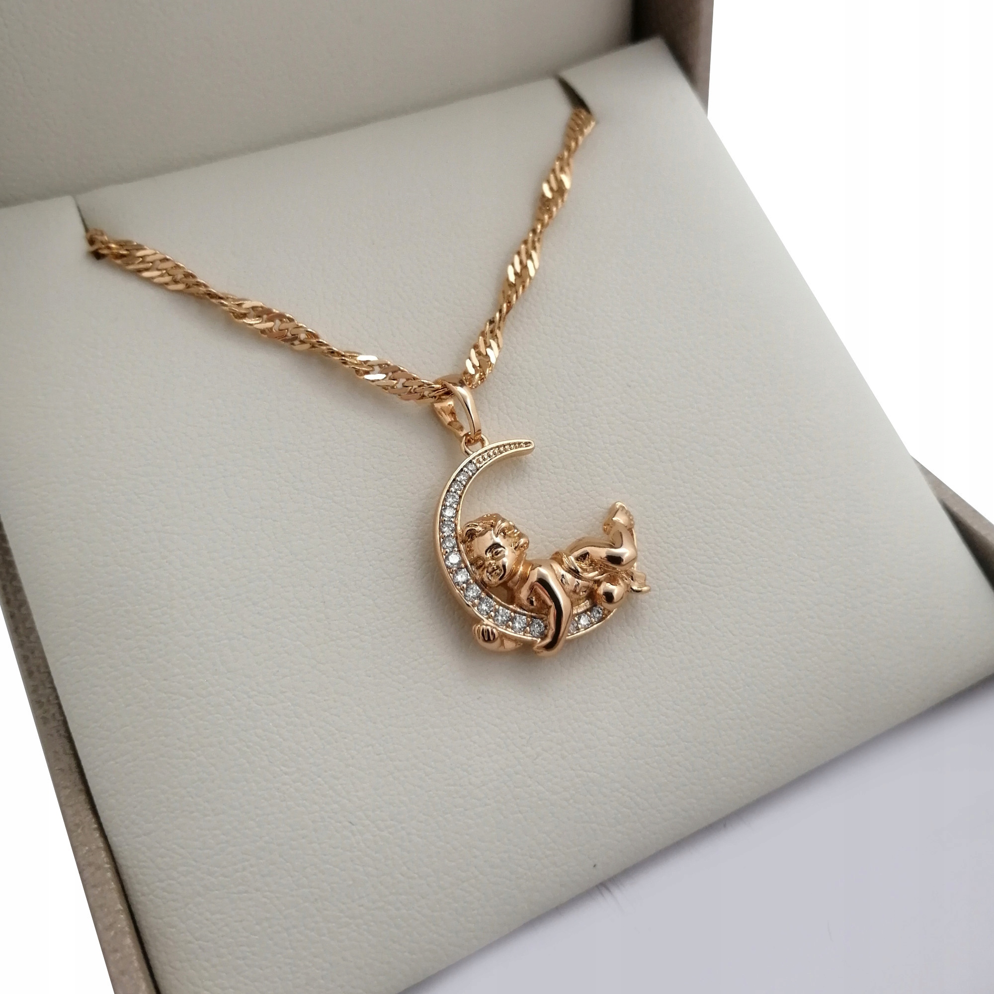 

Złoty Naszyjnik Aniołek 18K 60CM Gwarancja Prezent