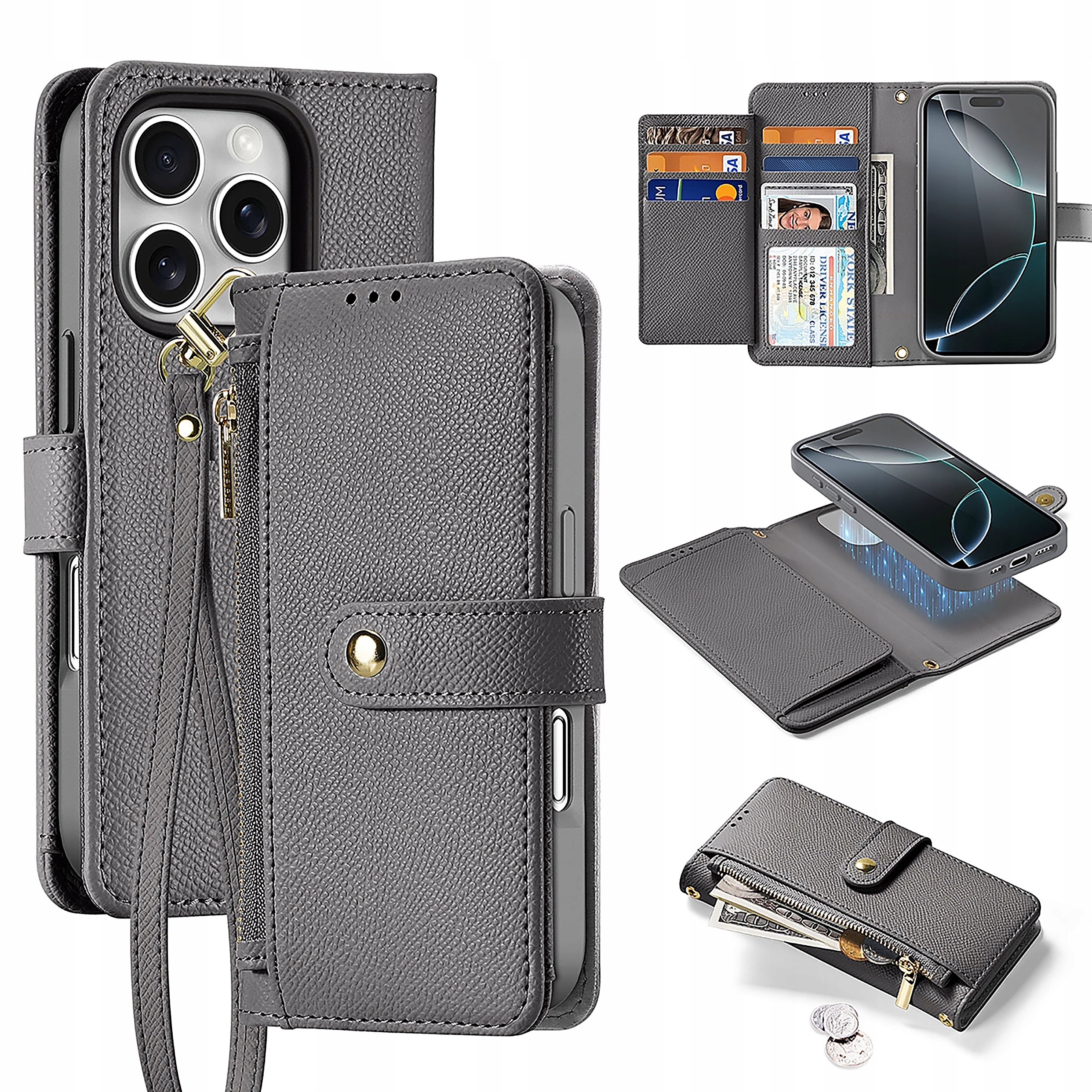 Etui skórzane Dux Ducis Lawa do iPhone 16 Pro z portfelem magnetycznym