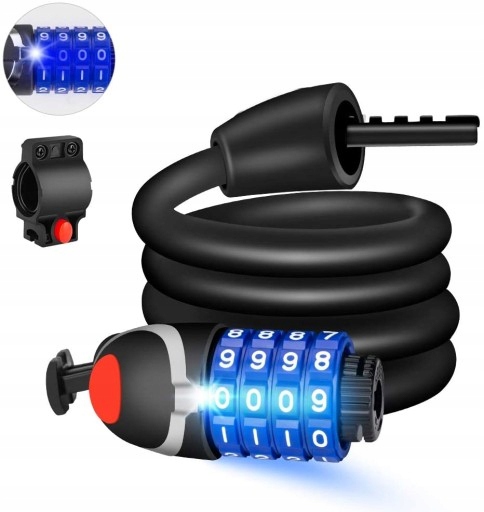 LED BLOKADA ROWERU SOLIDNE ZAPIĘCIE ROWER NA SZYFR