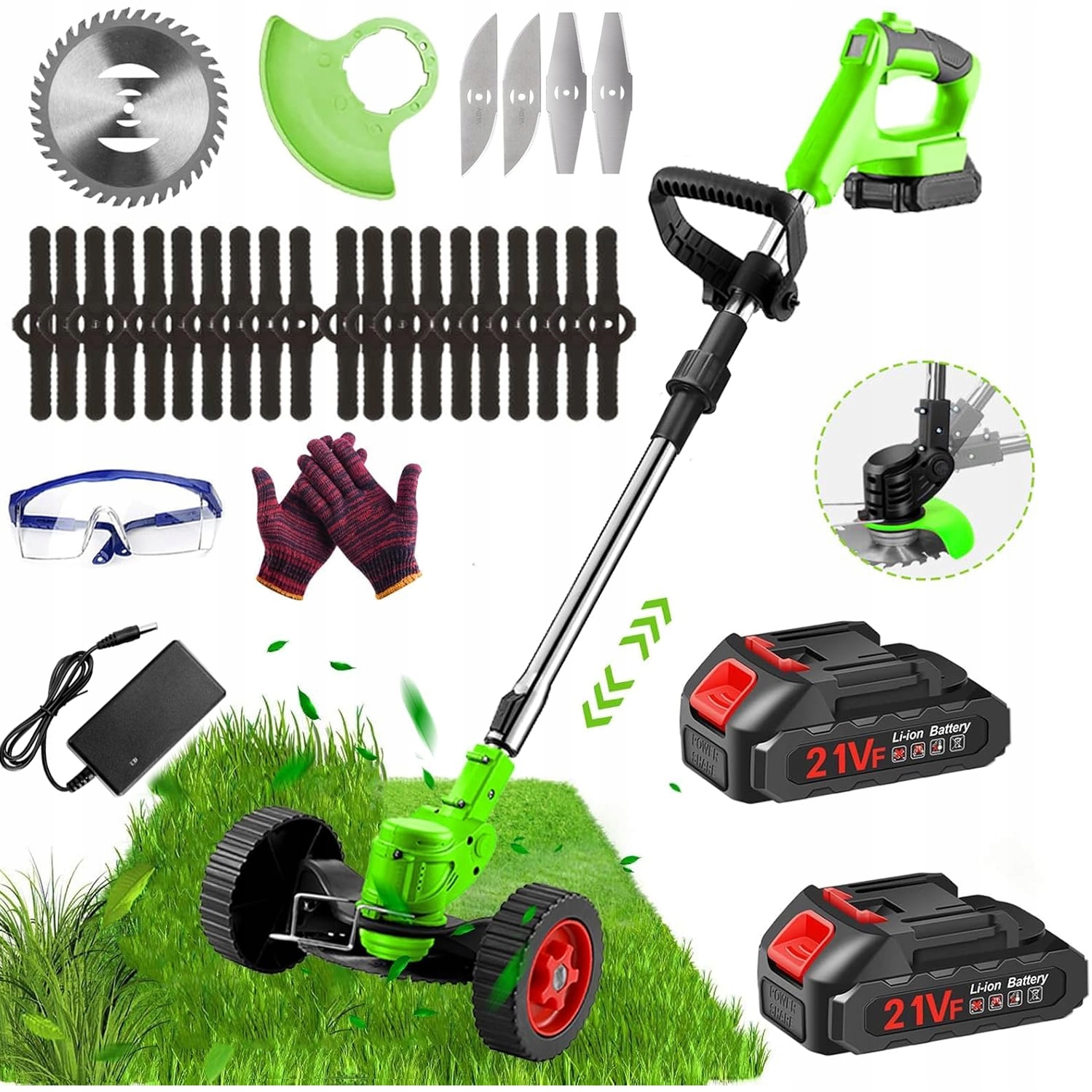 Podkaszarka Wykaszarka Kosa Akumulatorowa 21V 2x Akku Teleskopowa Zestaw