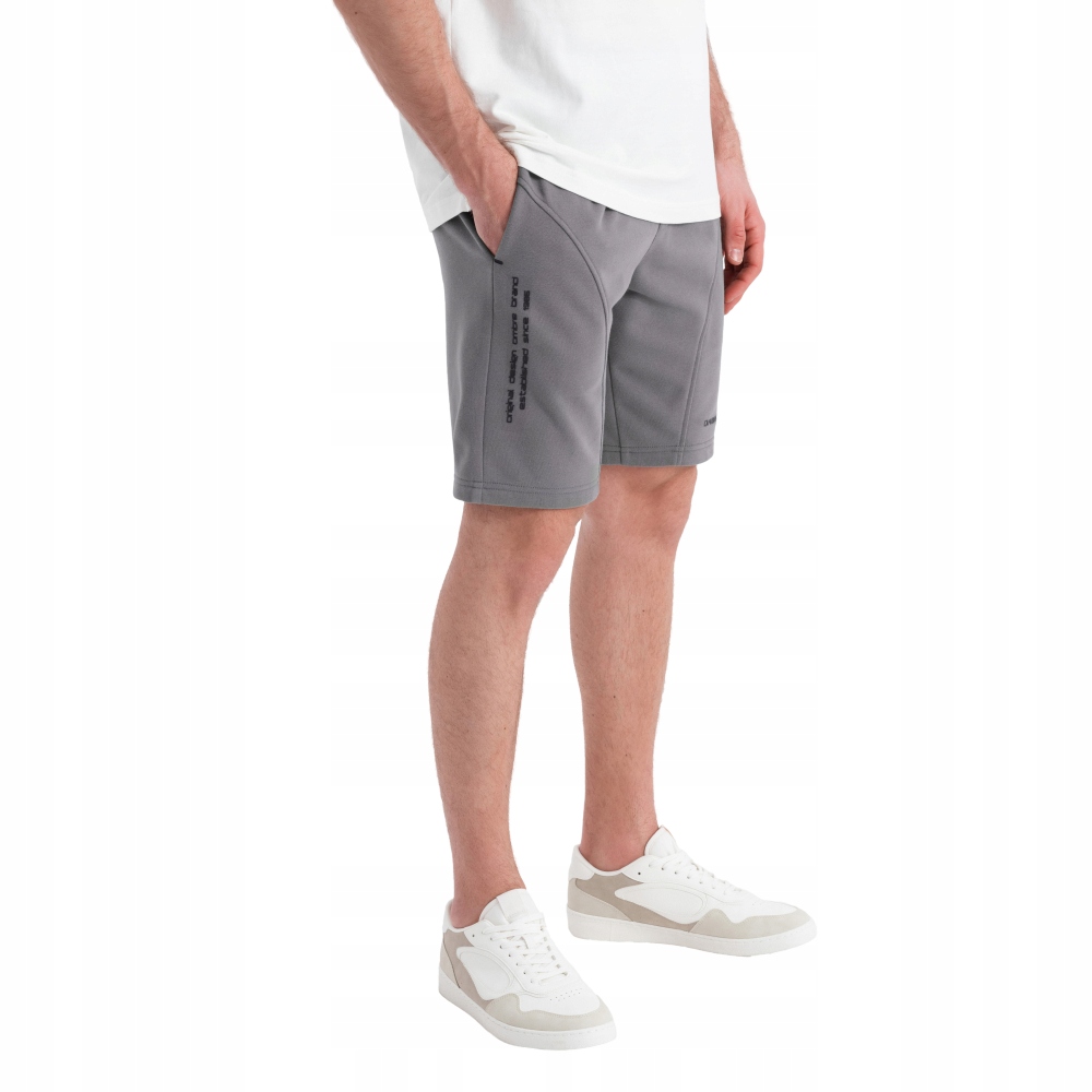 Přiléhavé pánské krátké teplákové šortky šedé, šortky OM-SRSK-0138 V3 XXL