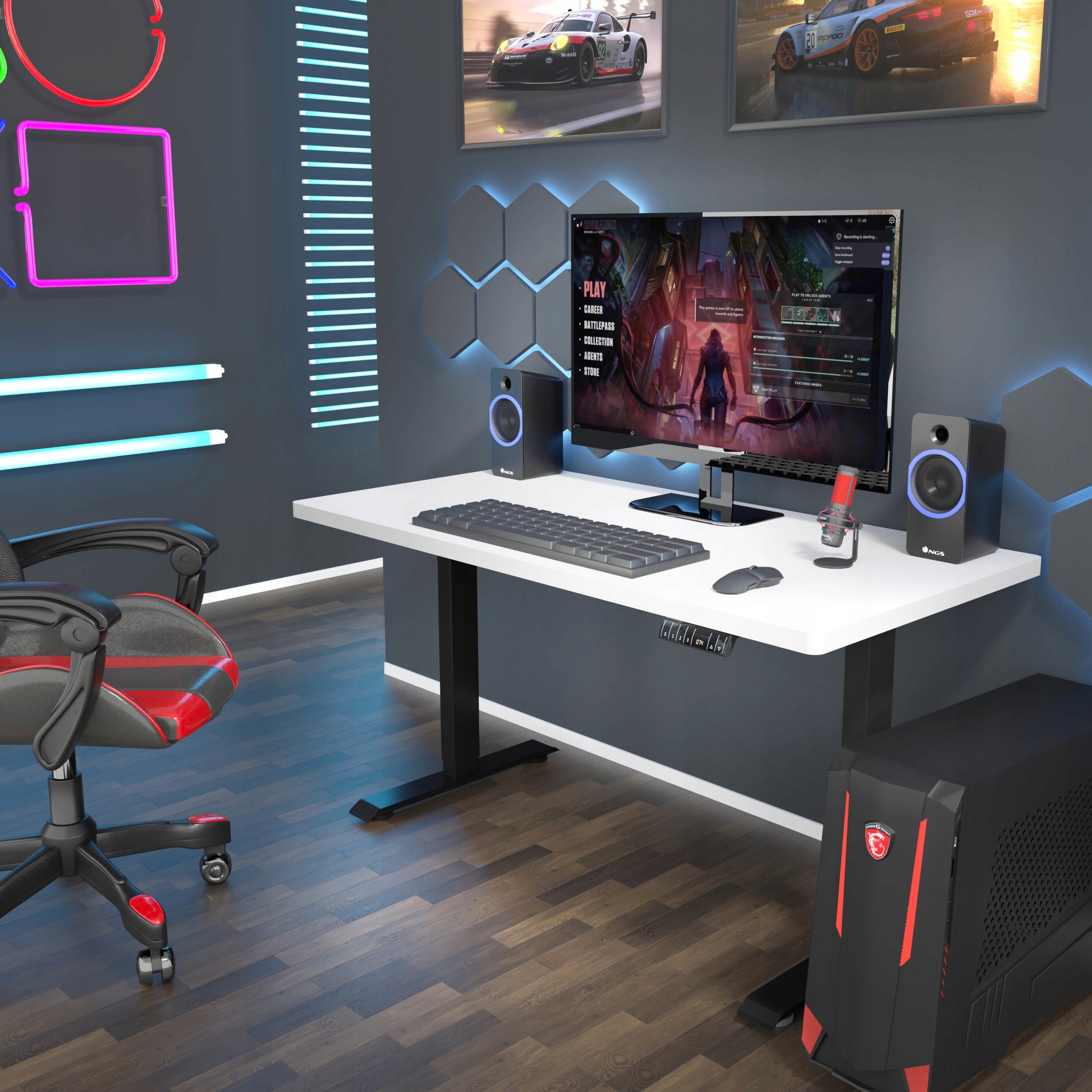 Elektrický nastaviteľný písací stôl Bim 1S 140 x 70 x 3,2 cm biely čierny