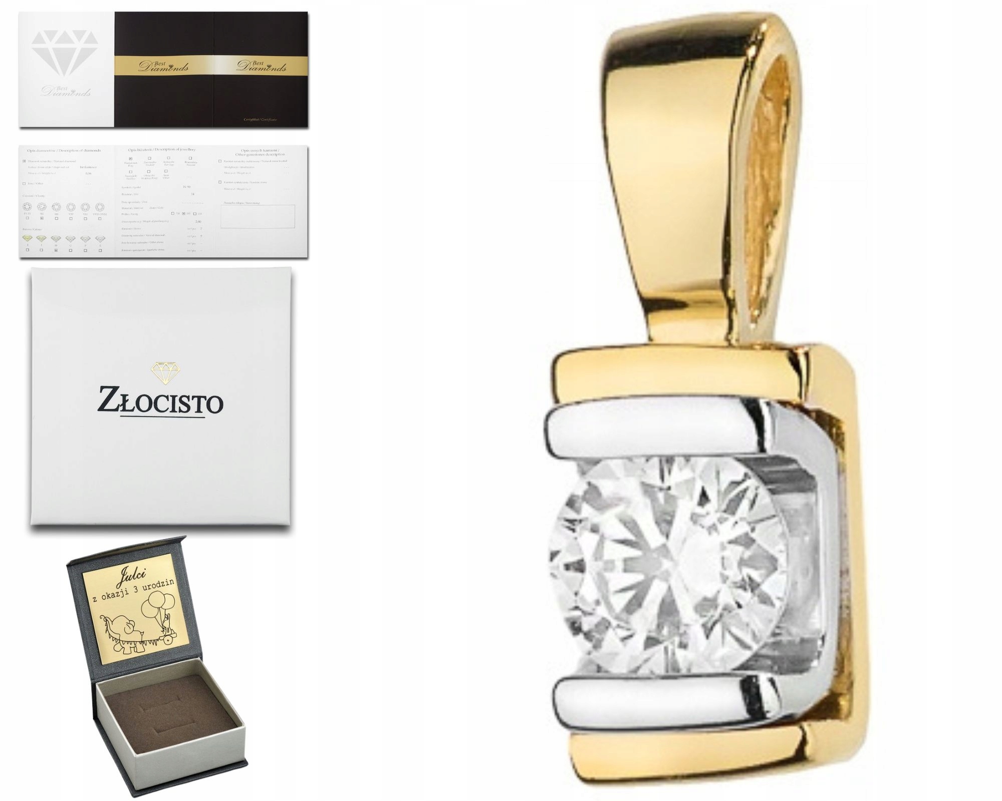 Zlatý Přívěsek Přívěsek S Briliantem A Diamantem 585