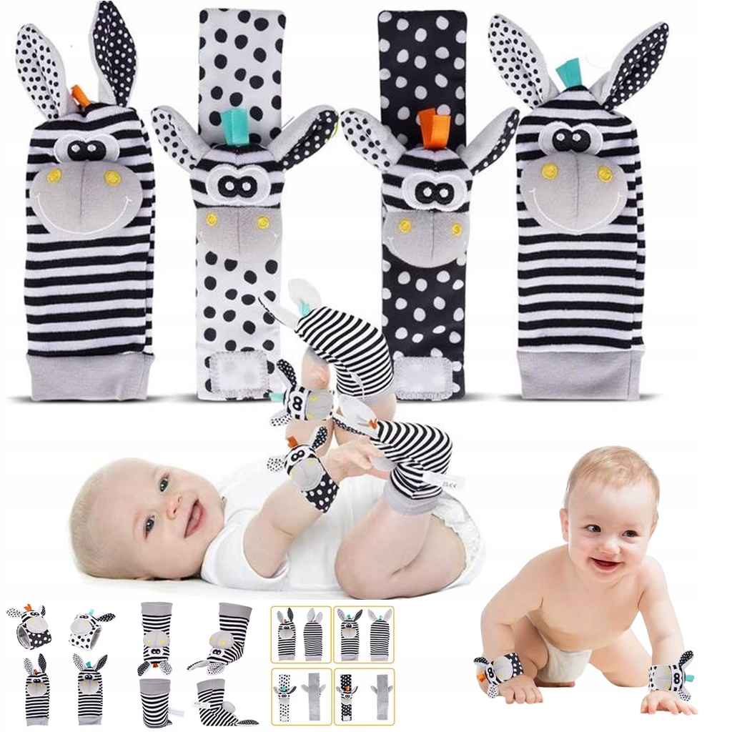 SKARPETKI 3D OPASKI NA RĄCZKI GRZECHOTKI 4 SZTUKI