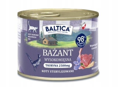 Levně 5 x Baltica mokré krmivo pro kočky bazant 185 g