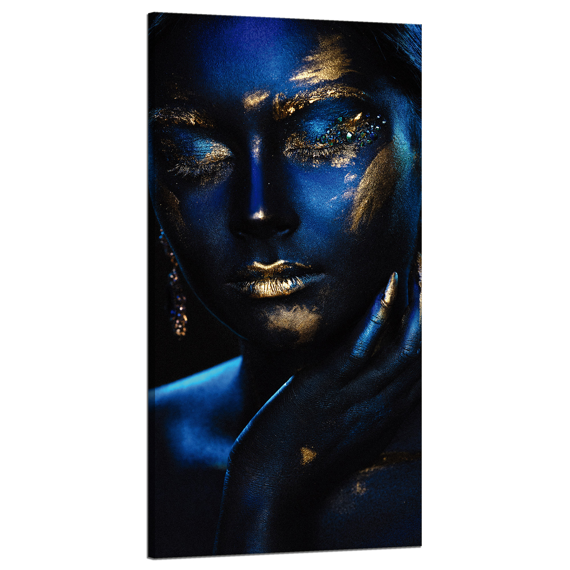 Obraz na plátně Zamyšlená žena Zlaté šperky 60x120 cm