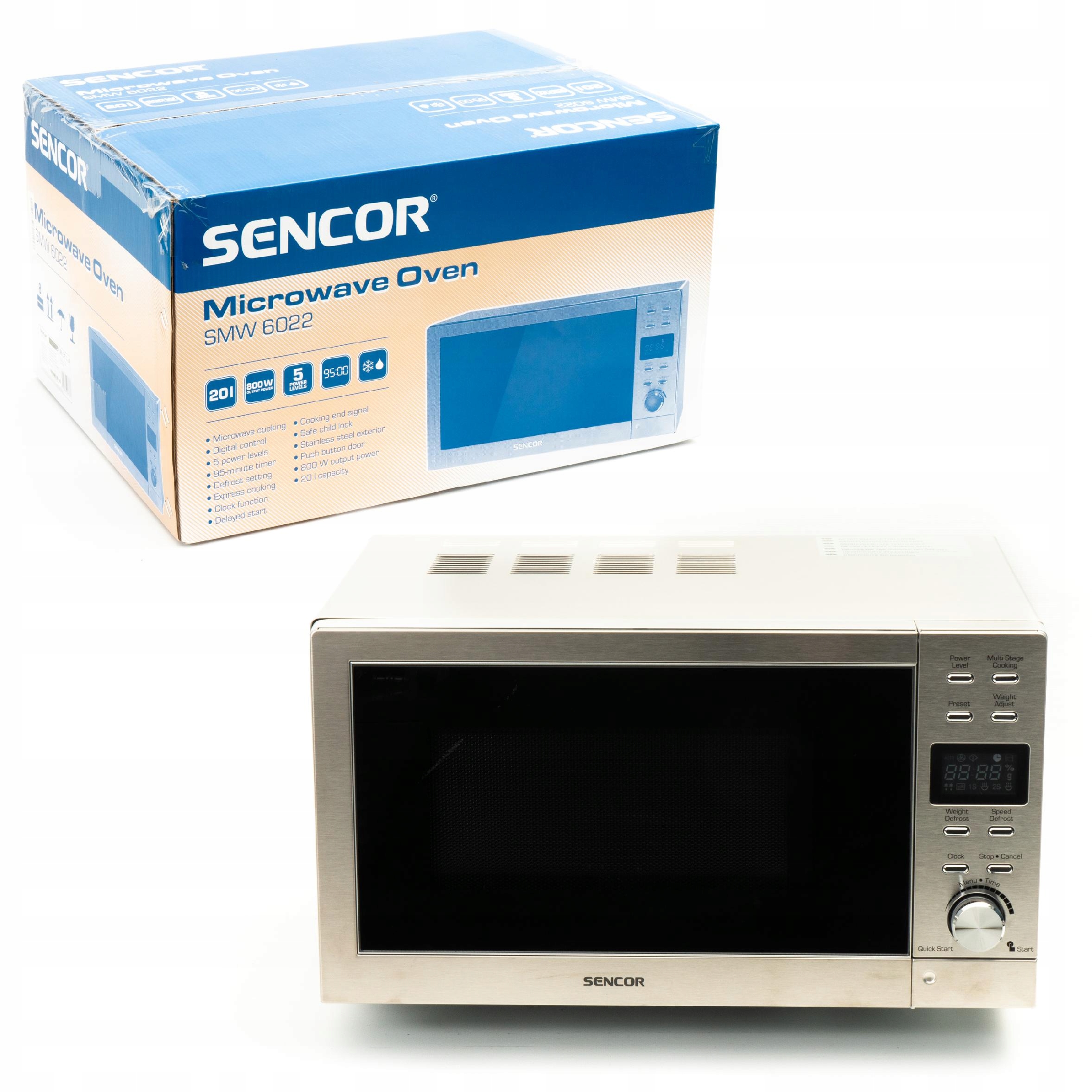 Kuchenka mikrofalowa Mikrofalówka 800W 20L 5 Mocy szara Sencor Smw 6022