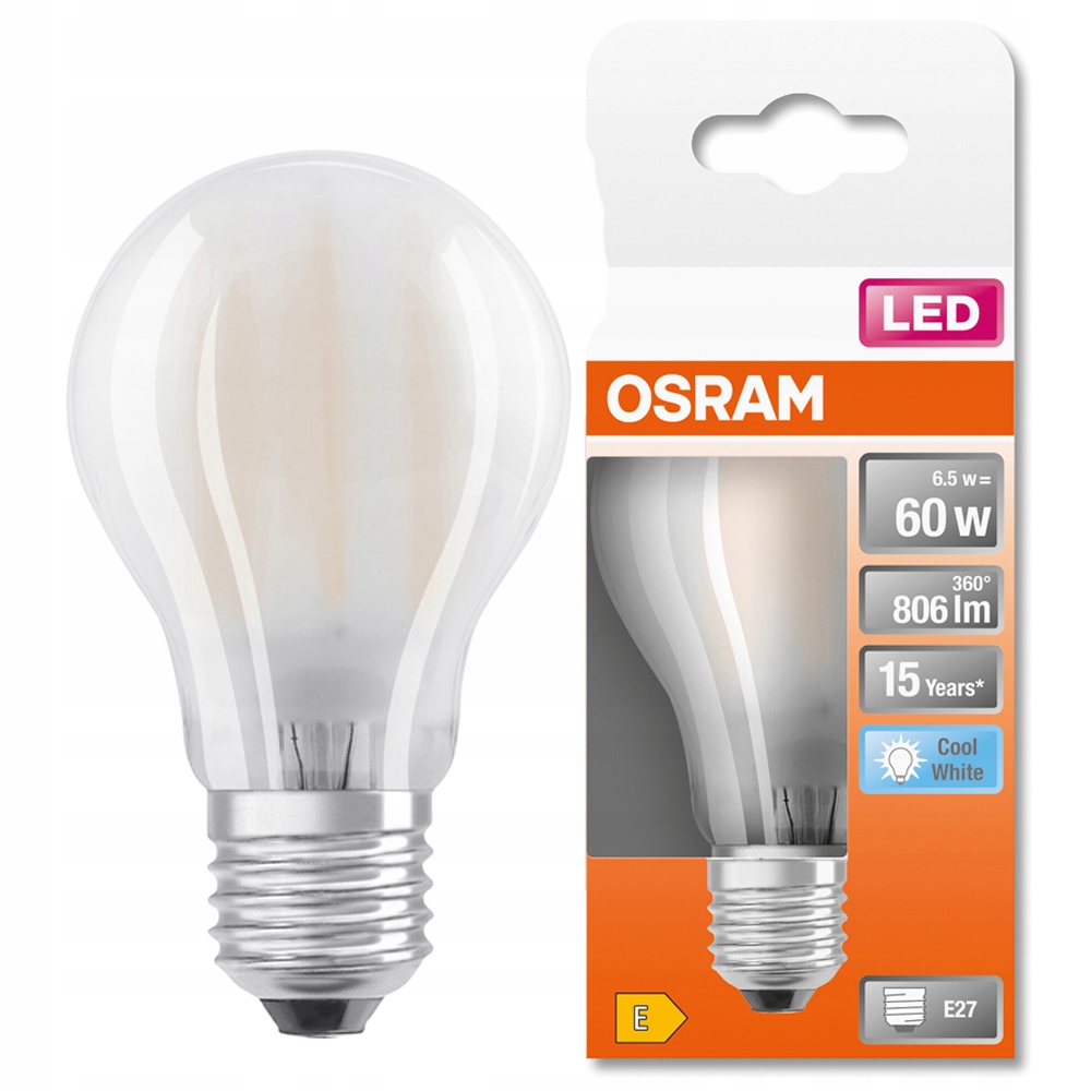 

Żarówka Led E27 6,5W=60W 4000K Mat.neutralna Osram