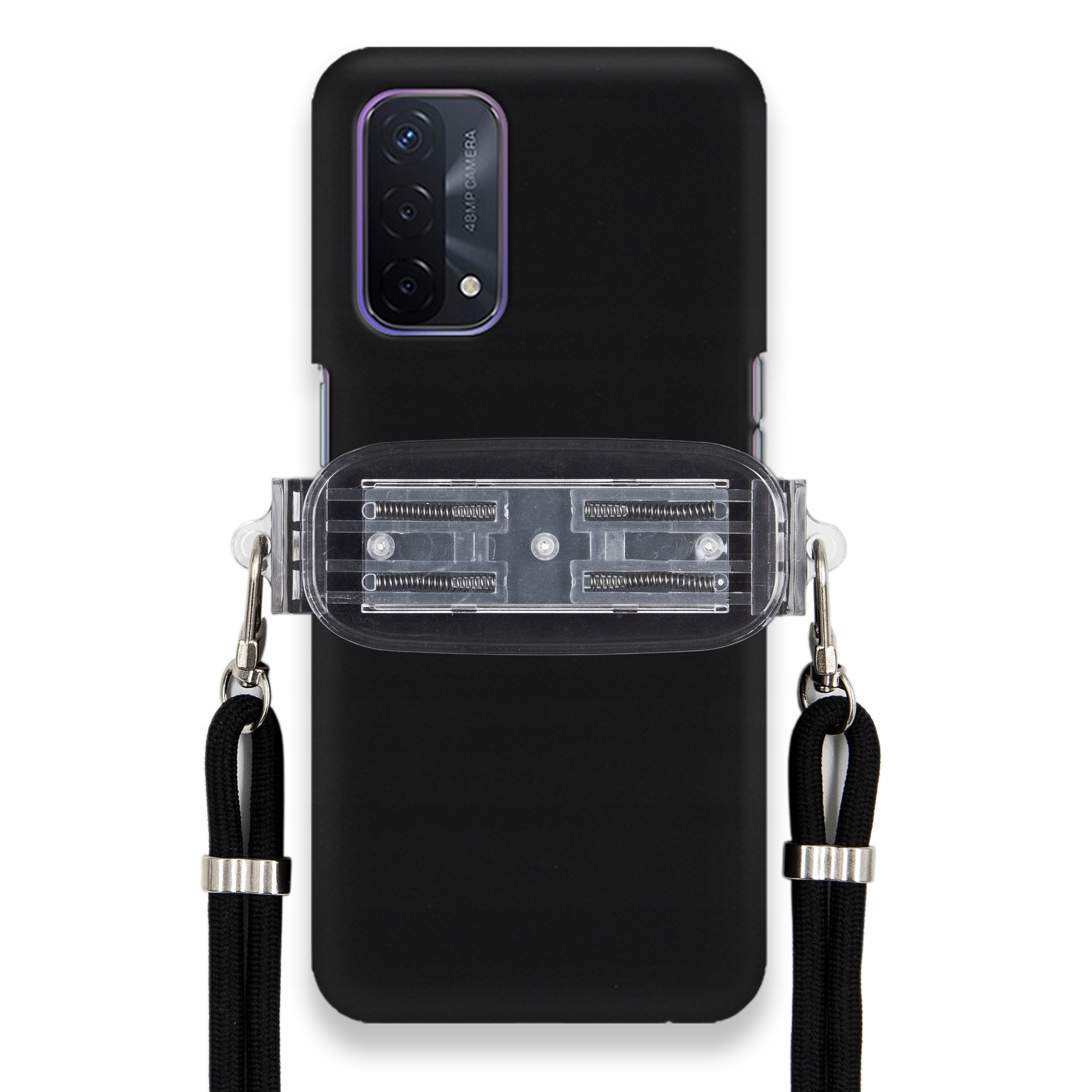 Puzdro Na Oppo A93 5G Smooth Case Ochrana Univerzálny Držiak Čierna Šnúrka
