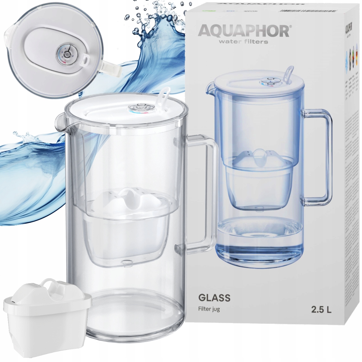 Szklany dzbanek filtrujący wodę Aquaphor Glass 2,5l wkład filtr Maxfor+