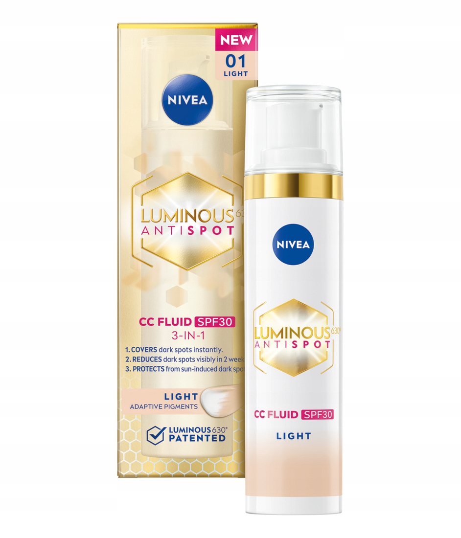 Nivea LUMINOUS630 CC krém Proti Pigmentovým Skvrnám 3v1 SPF30+ odstín 01 Light 40ml