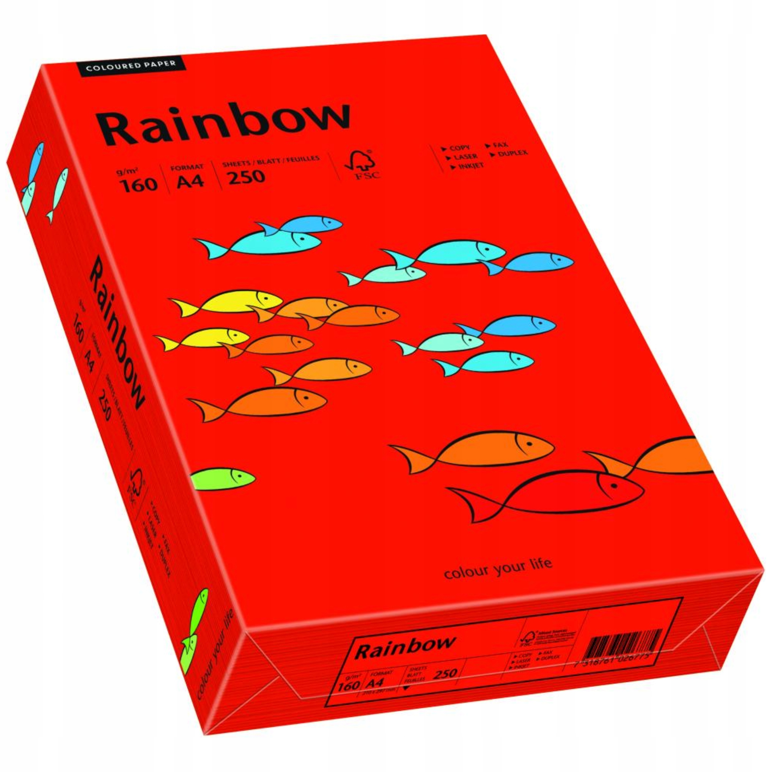 

Papier ksero kolorowy Rainbow A4 160g czerwony R28