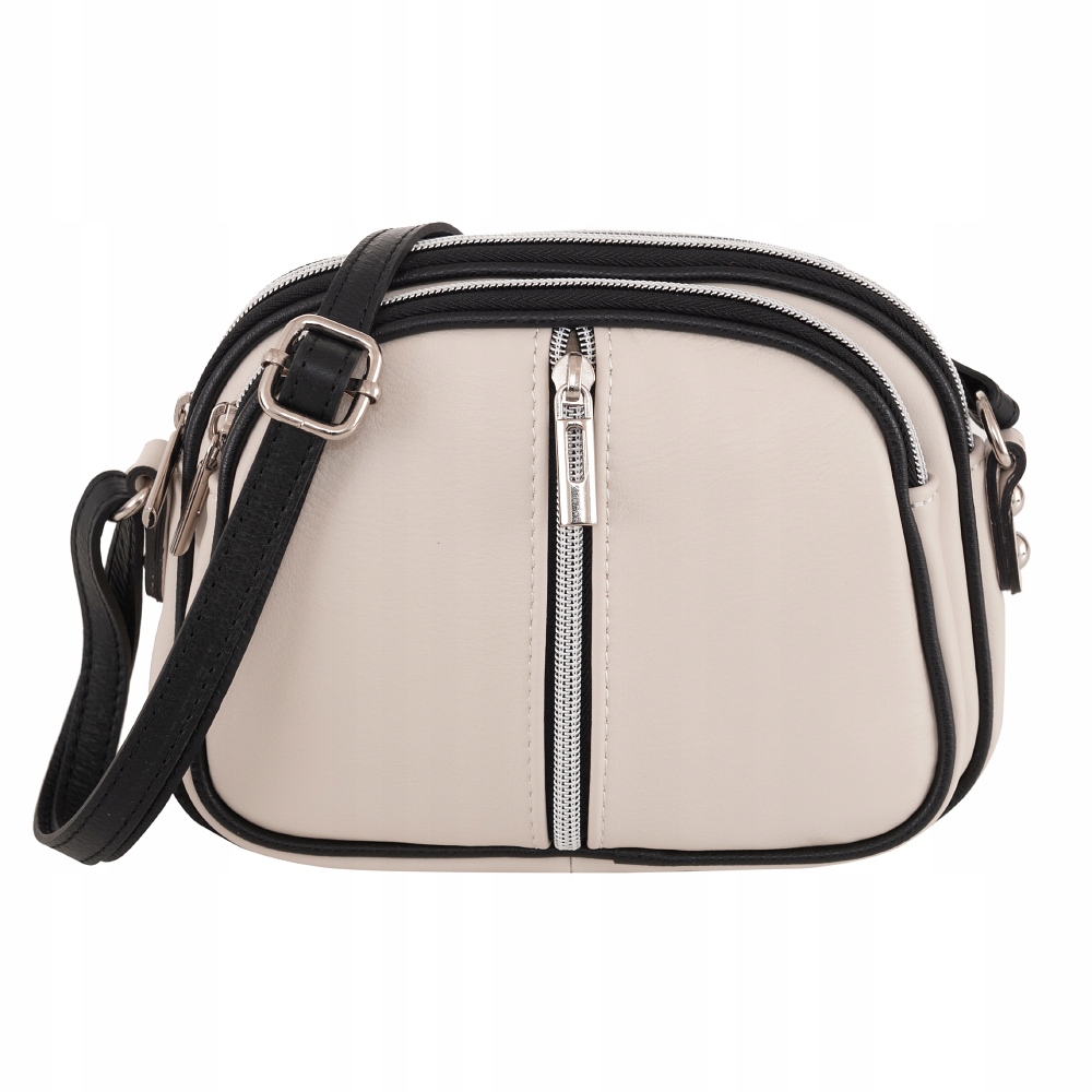 KREMOWA LISTONOSZKA SKÓRZANA WŁOSKA TOREBKA ECRU SKÓRA CIELĘCA VERA PELLE Kolor biały