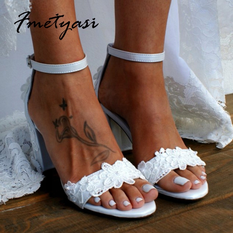 Dámske sandále Svadobné topánky nevesta biele kobi