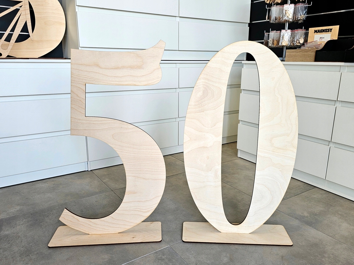 Velké číslice, číslice k postavení, narozeninová dekorace, číslo 50, narozeniny