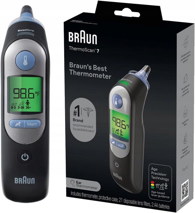 Termometr bezdotykowy Braun ThermoScan 7 IRT6520B czarny