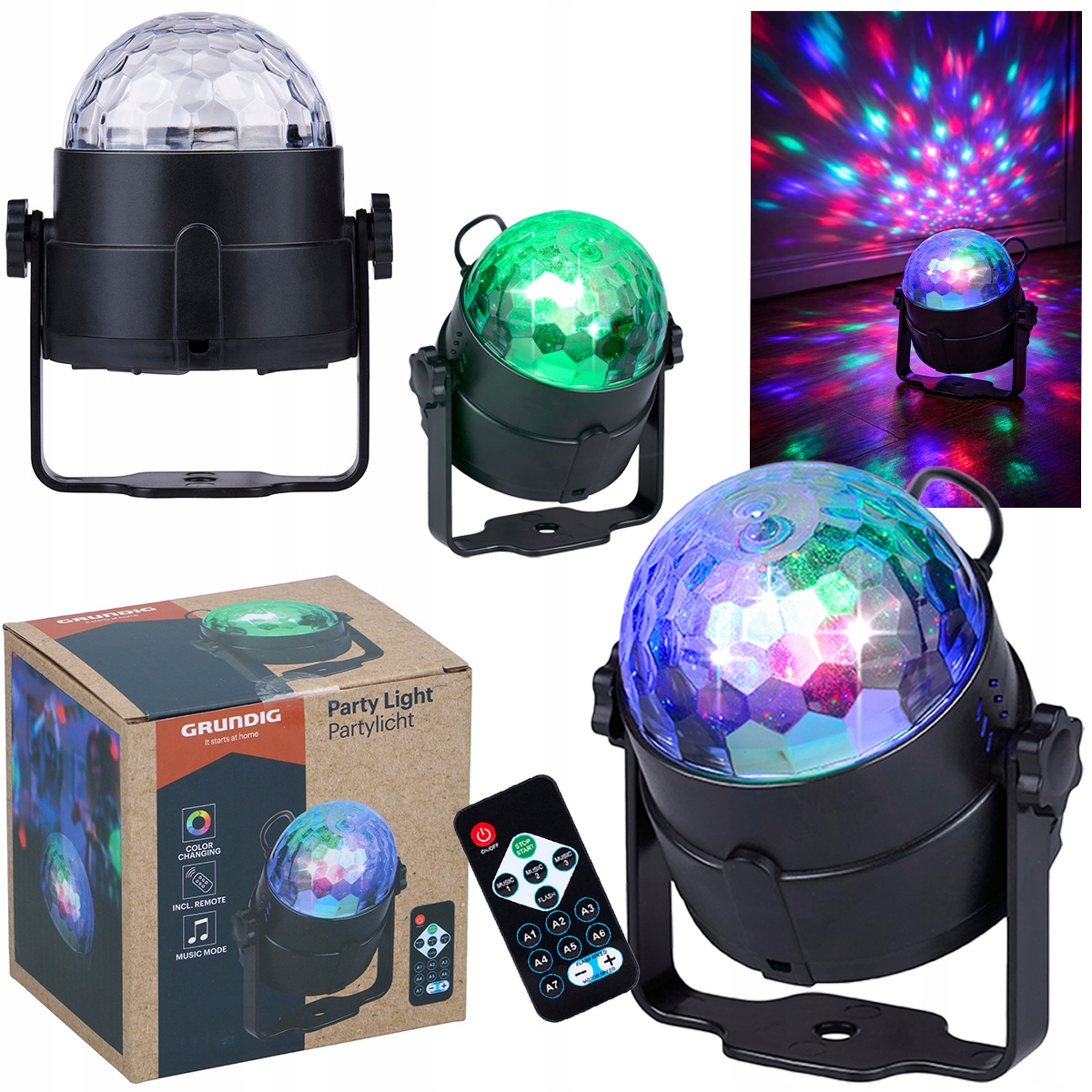 Projektor Párty lampička na dálkové ovládání barevná koule Rgb dálkové ovládání