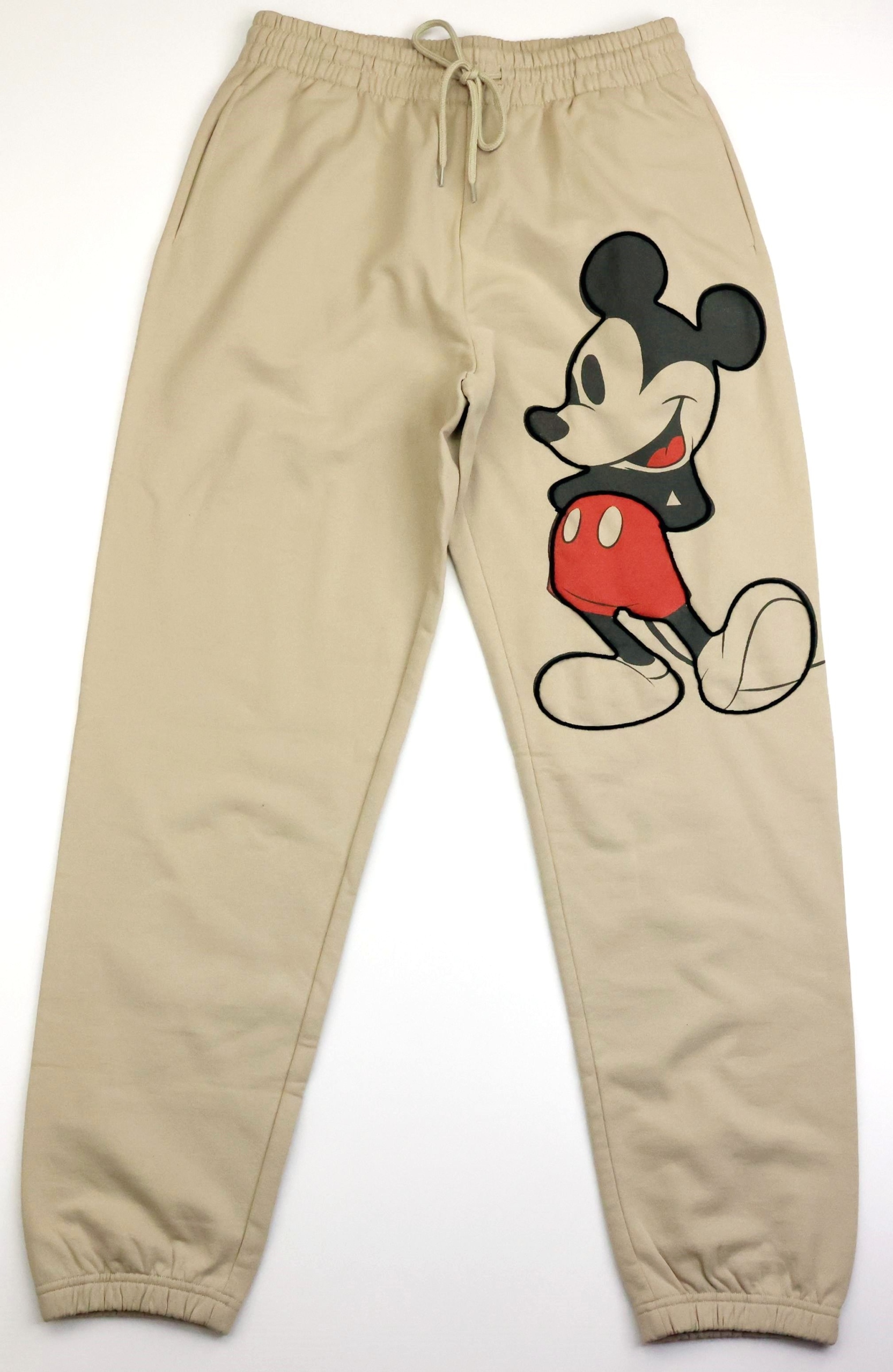 Spodnie damskie dresowe Disney Myszka Mickey Kieszenie Haft Wiązane r. M Kolor beżowy