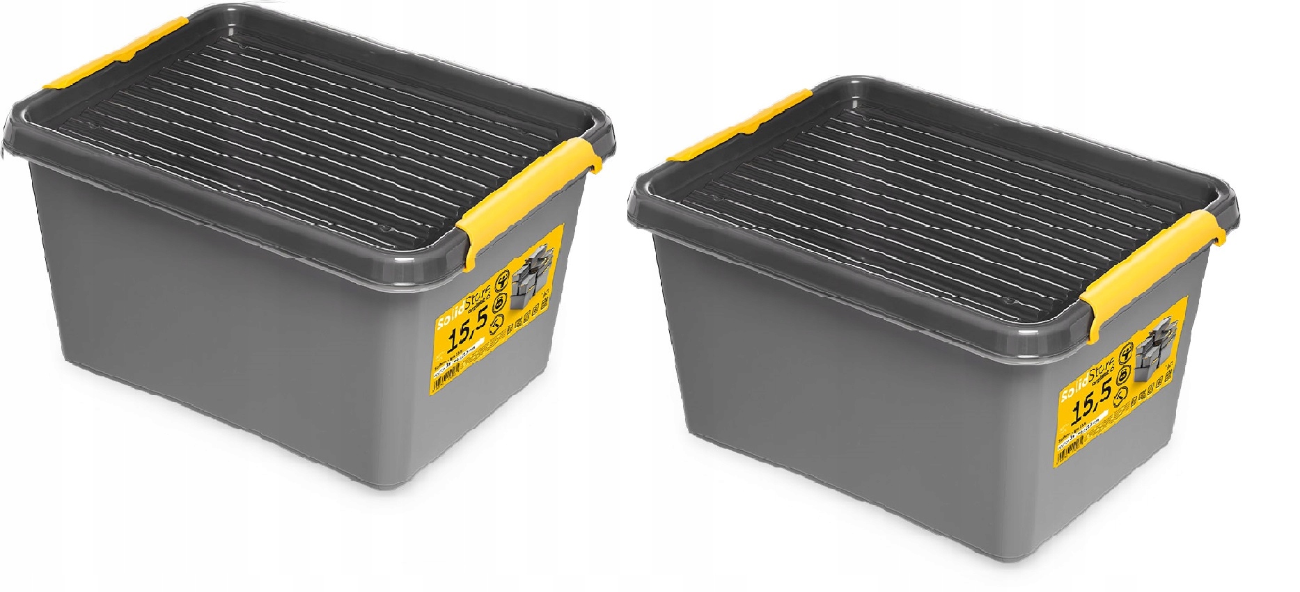 2x MOXOM 1552 POJEMNIK Z POKRYWKĄ SOLID 15,5L