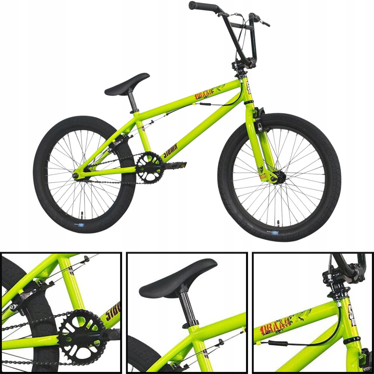 Rower Bmx Sibmx Draak 20" bezpieczny zielony pegi