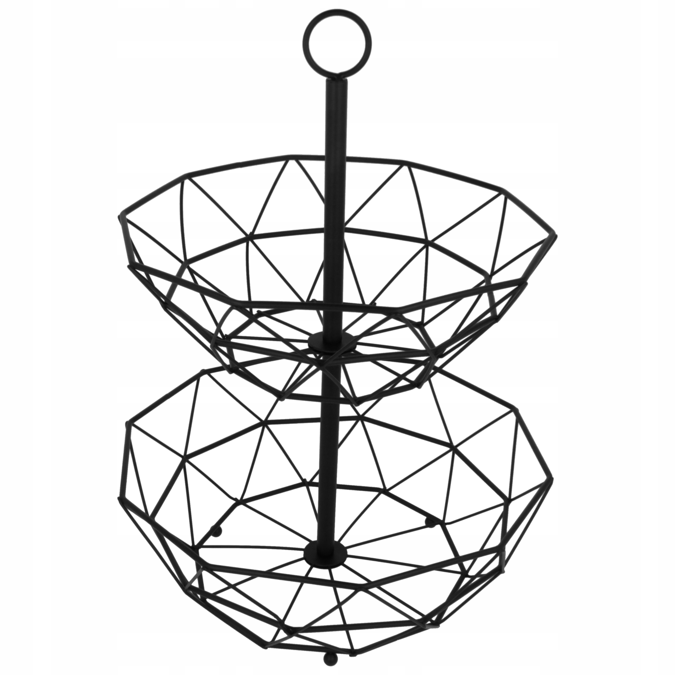 KOSZYK KOSZ NA OWOCE WARZYWA METALOWY PIĘTROWY 2 POZIOMY CZARNY